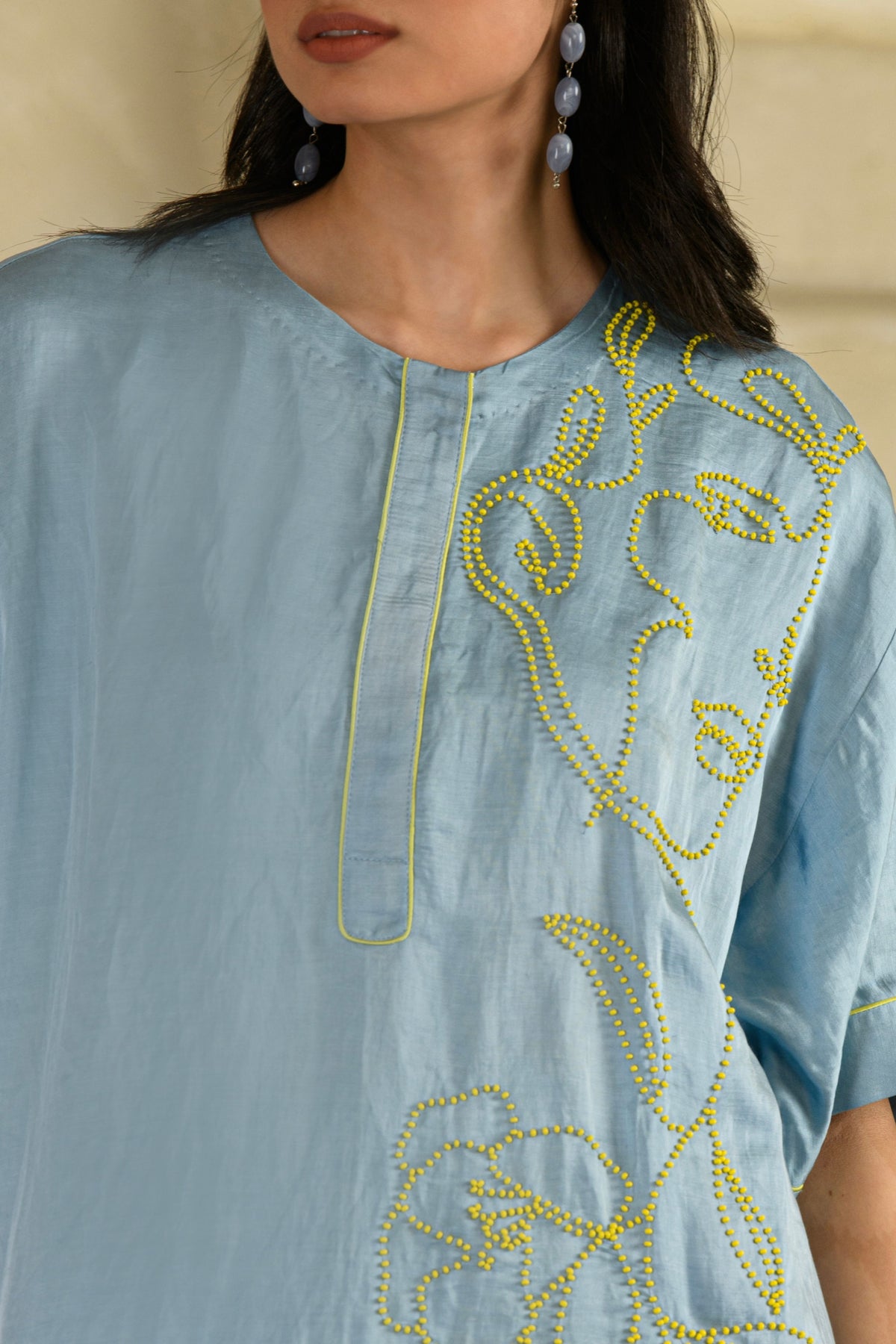 Rangrasiya Aasmani Blue Long Kurta Set