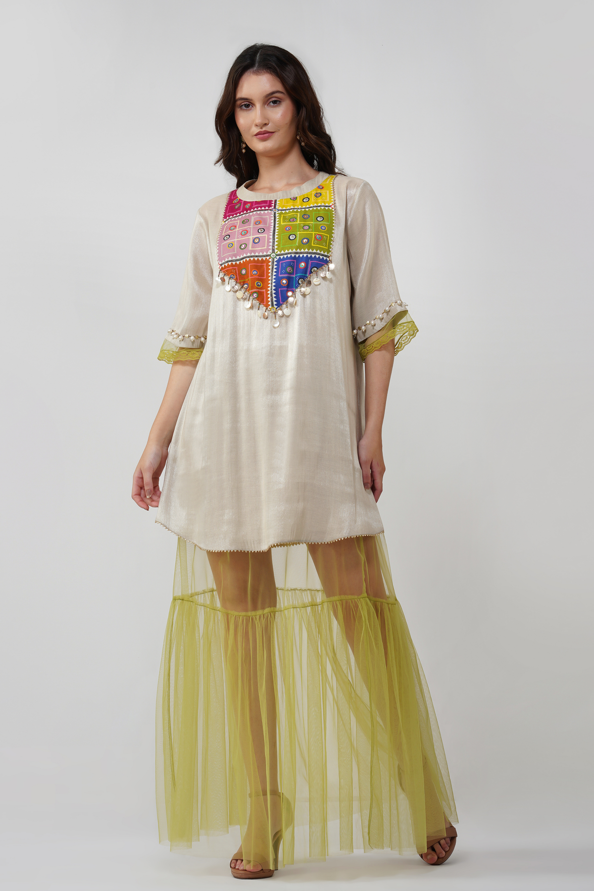 Mirrorwork Printed Maxi Dress