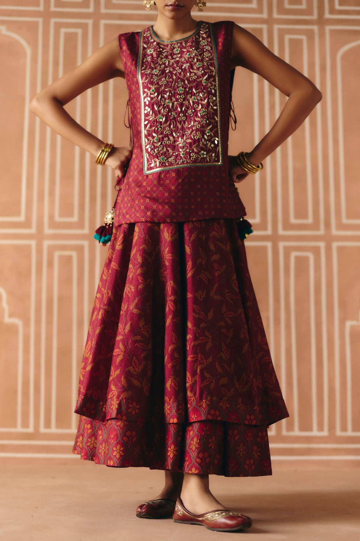 Berry Plum Cropped Lehenga