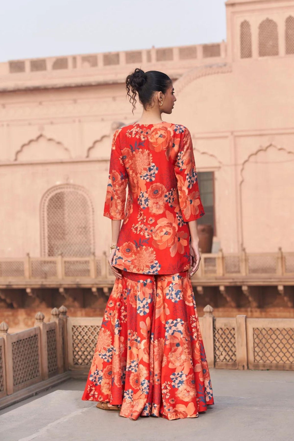 Red Moroccan Highlight Sharara Set