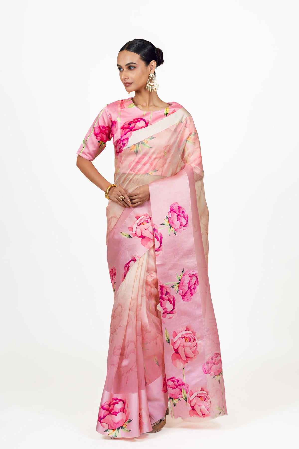 Monica Pink Organza Saree