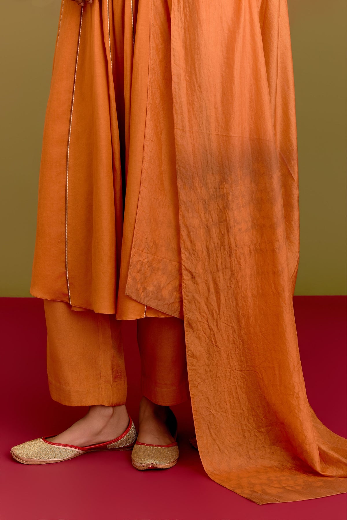 Orange Chanderi Kurta Set
