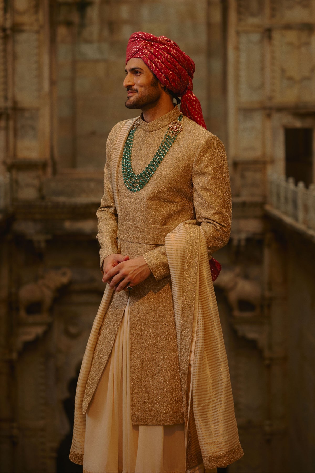 Matka Silk Sherwani Set