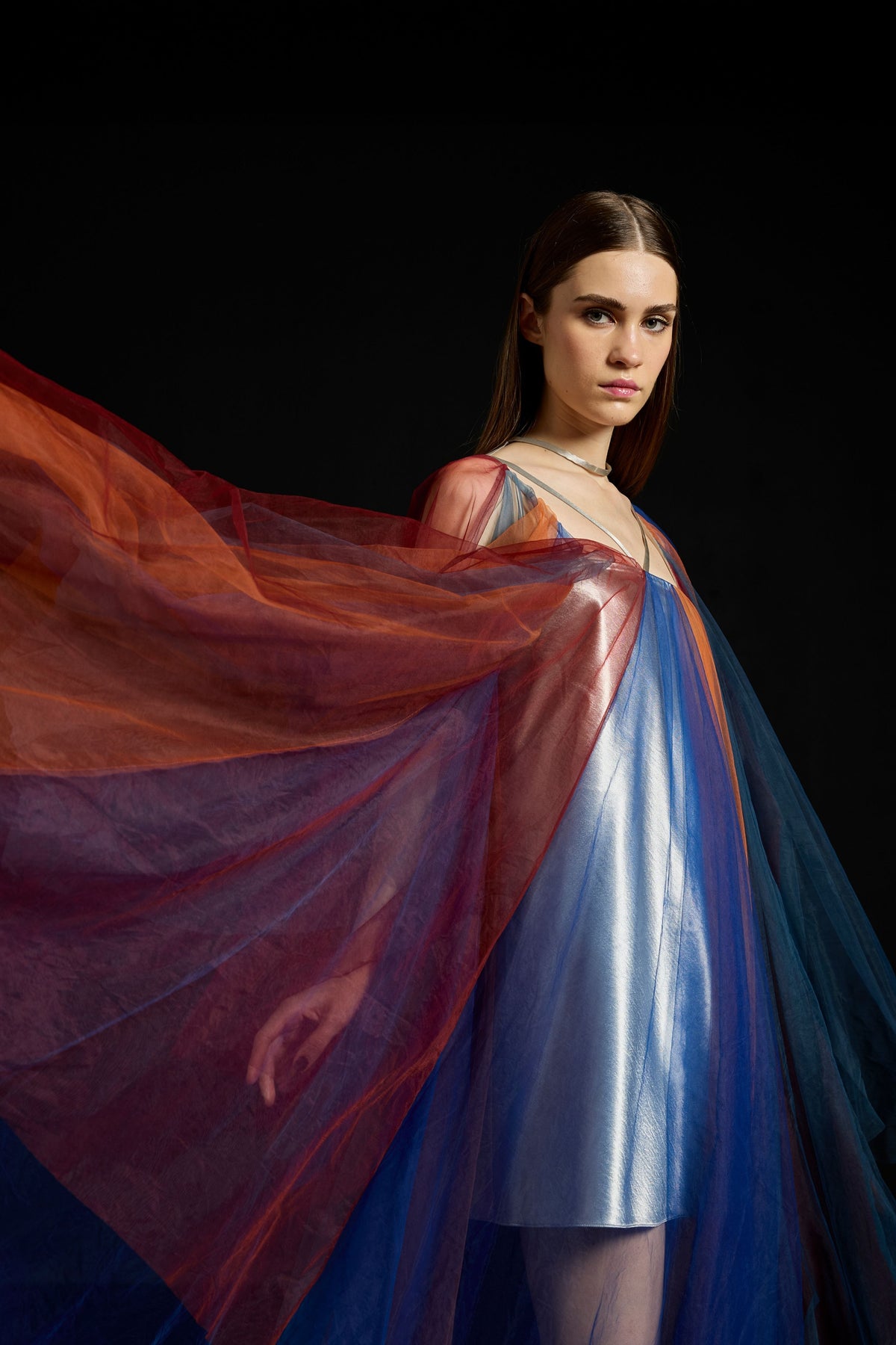 Multicolor Tulle Fall-Panelled Dress