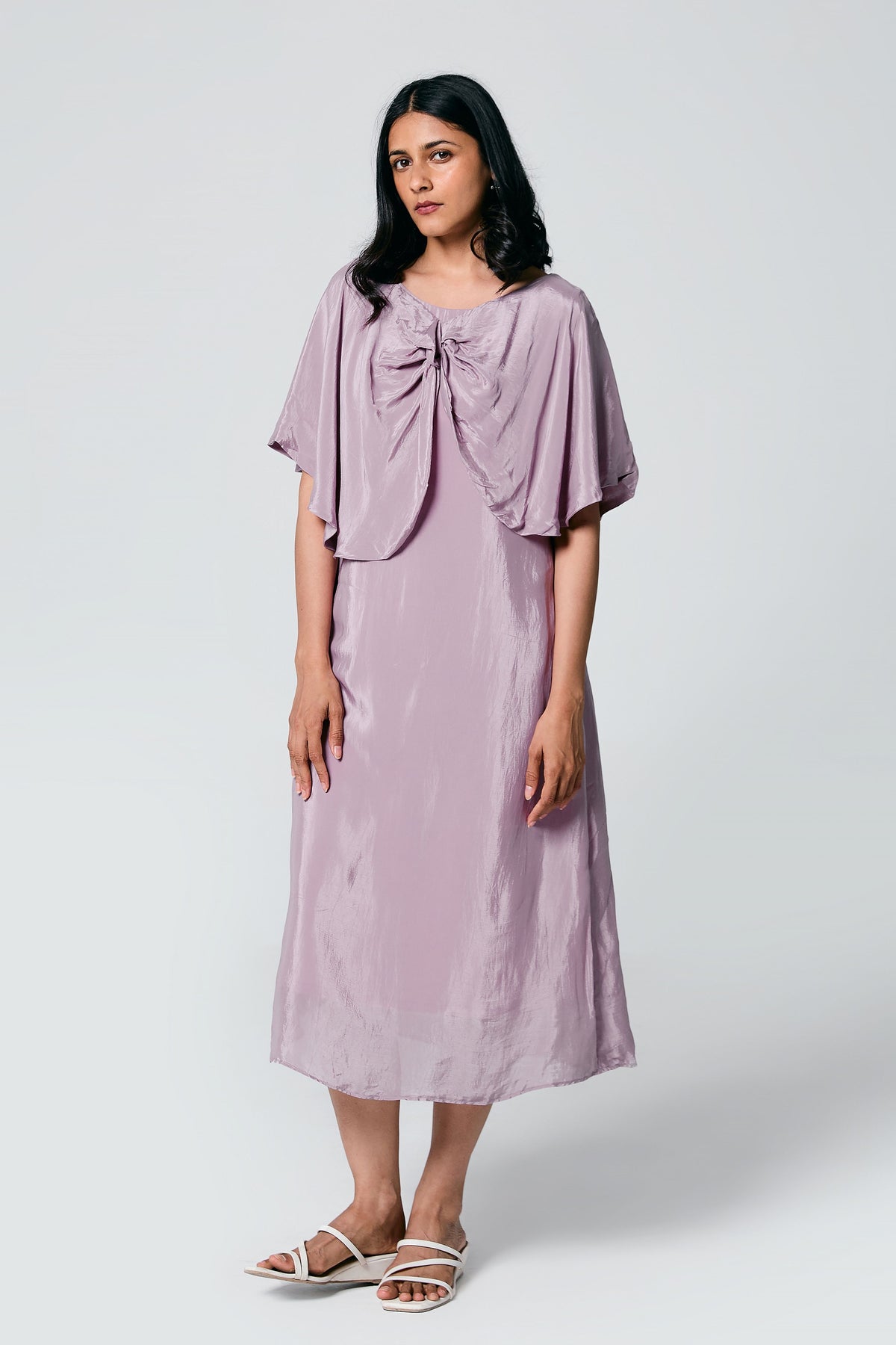 Lilac Midi- Bow Dress
