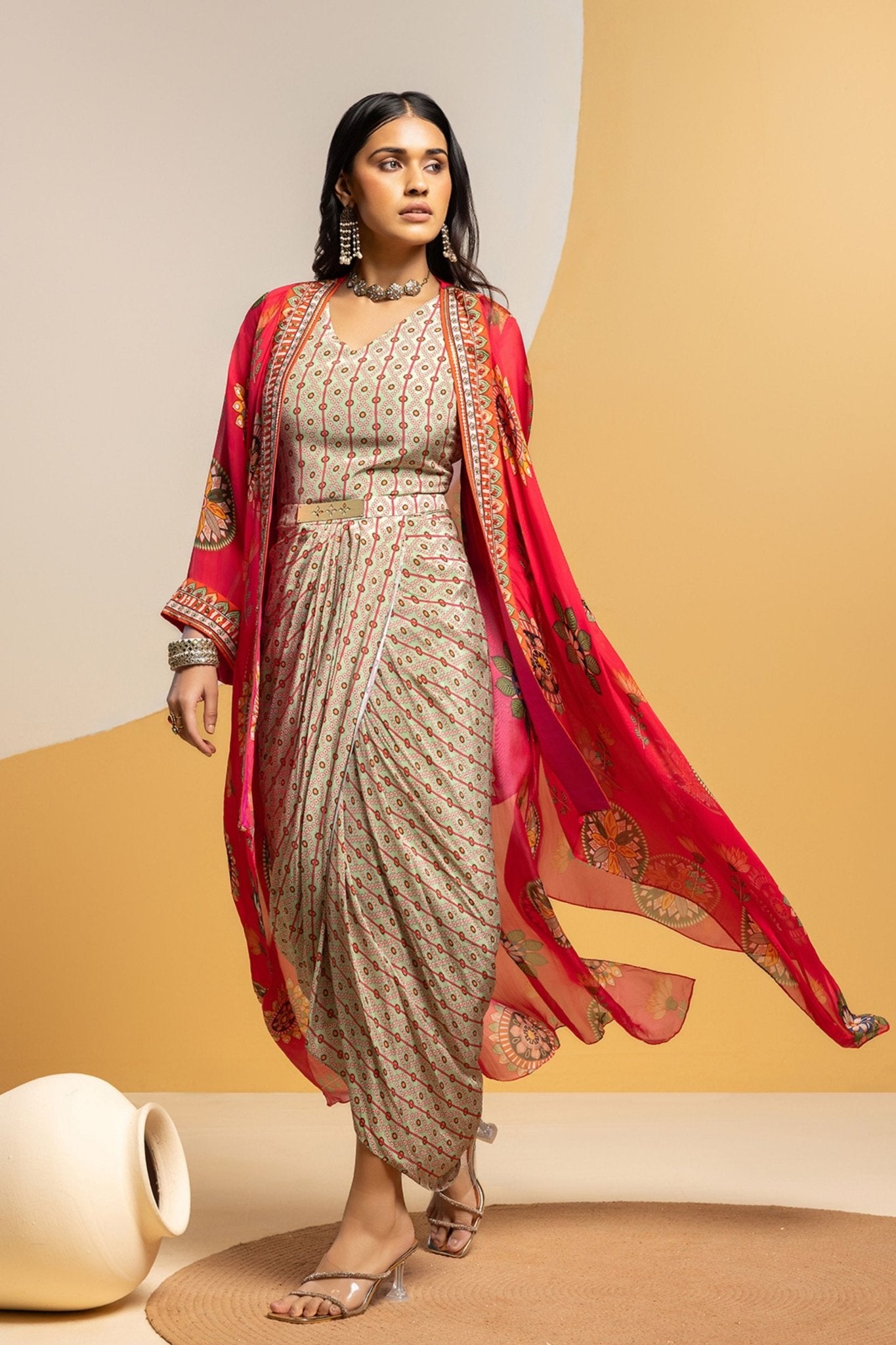 Multicolor Embellished Jacket Set - Sougat Paul - Elahe