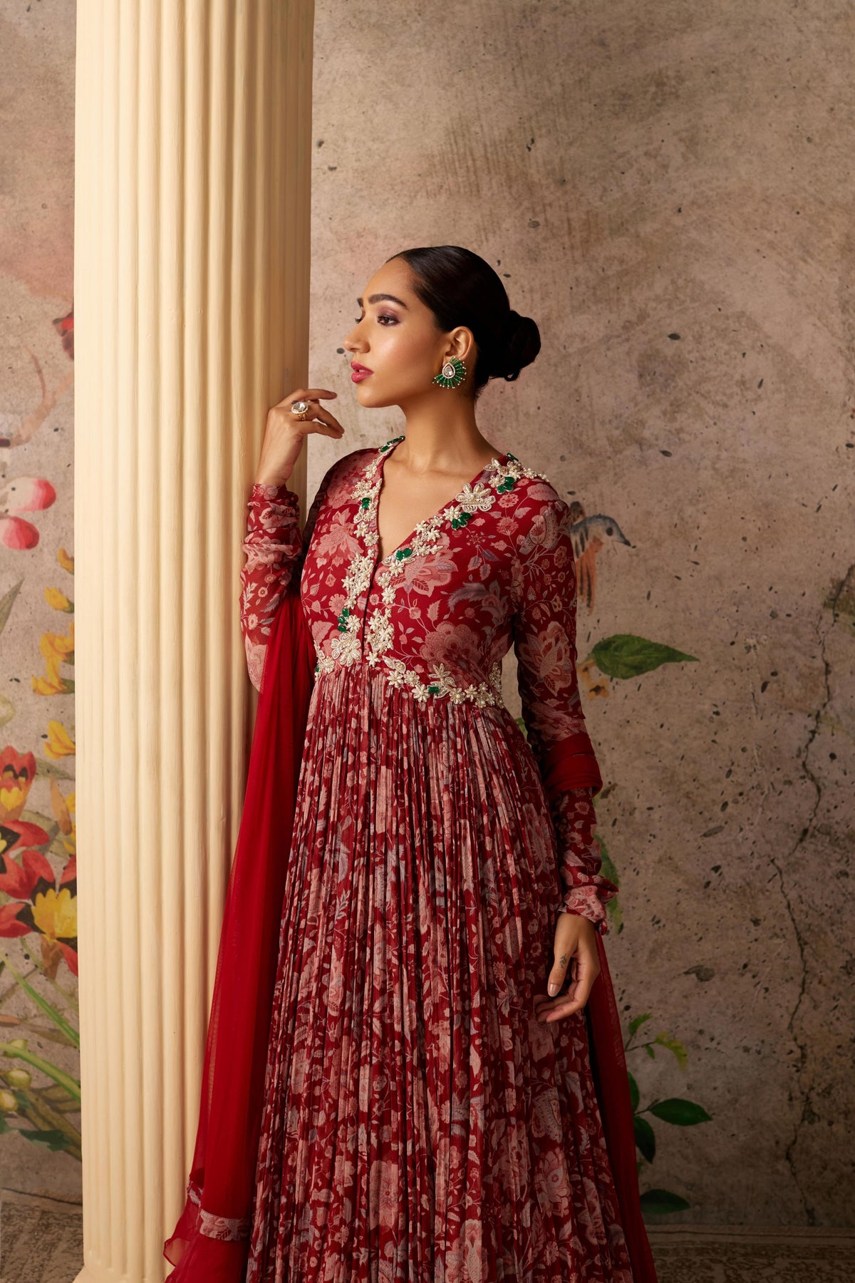 Flair Red Ochre Anarkali Set