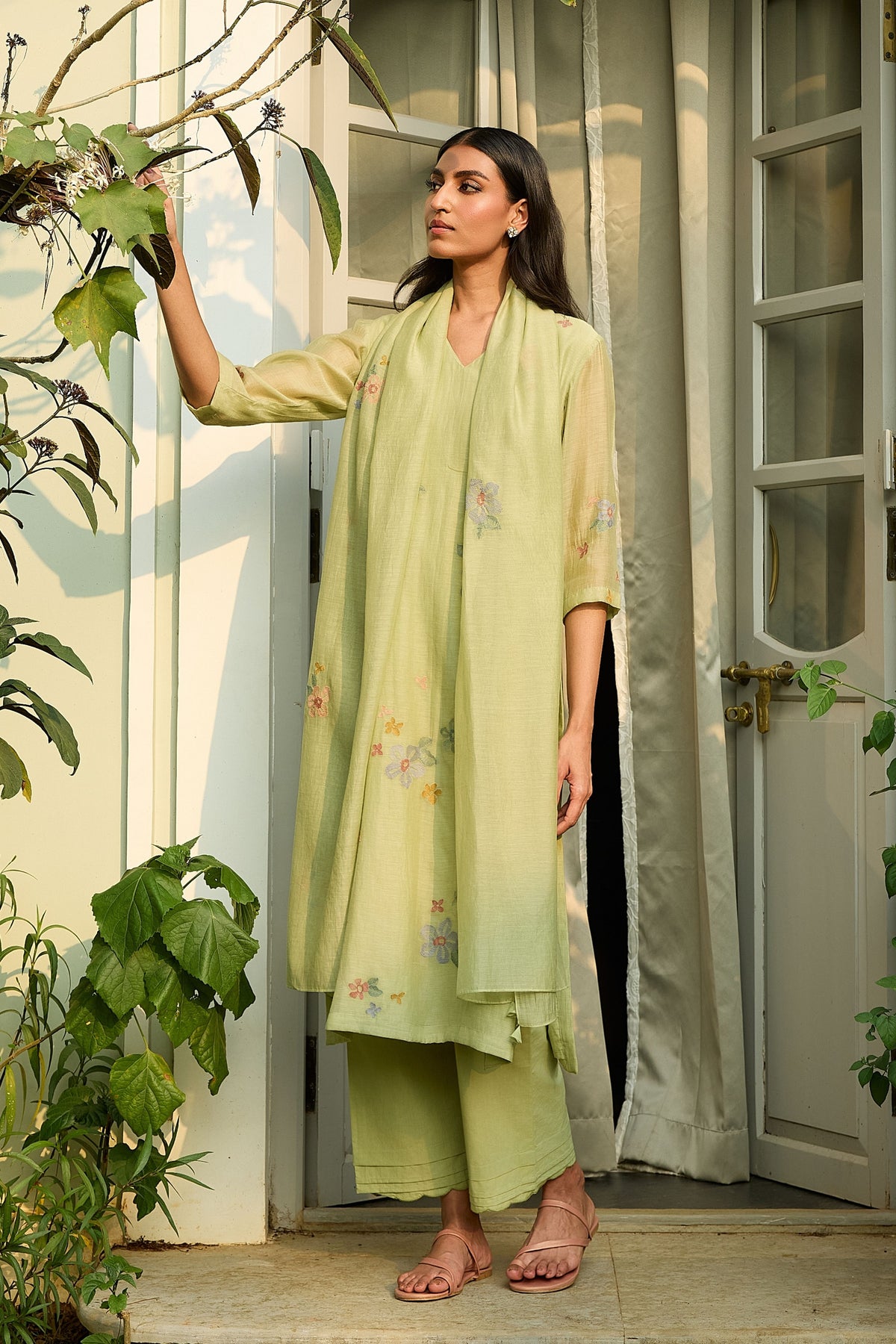 Lime Embroidered Kurta Set