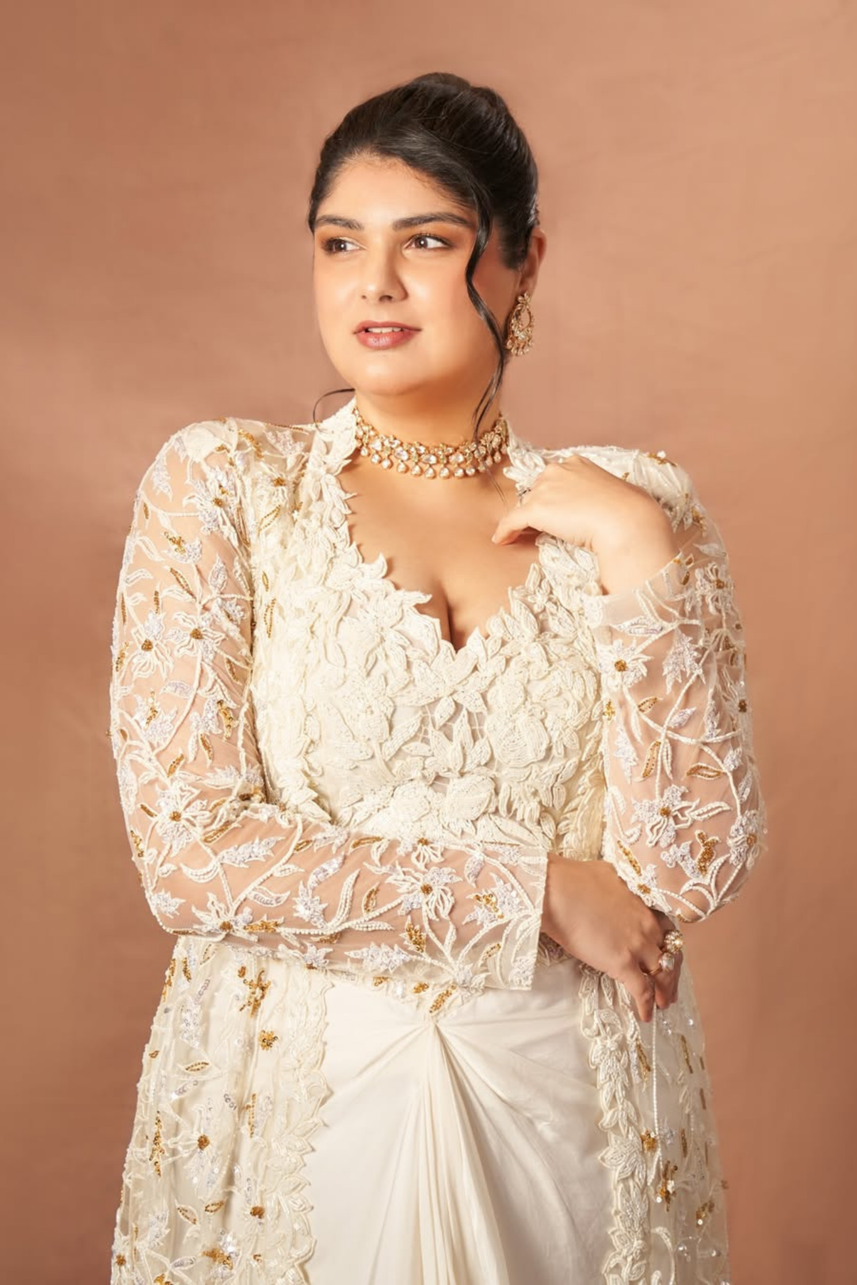 Anshula Kapoor in Moon Indo Western Jacket Set