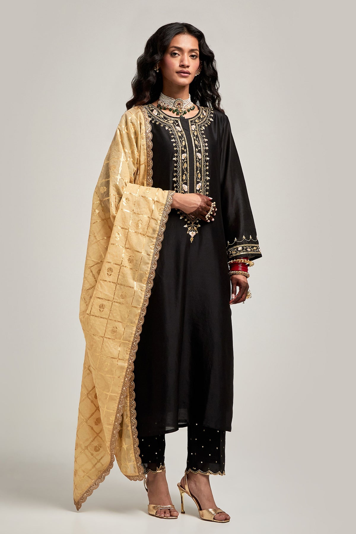 Black Embroidered Kurta Set