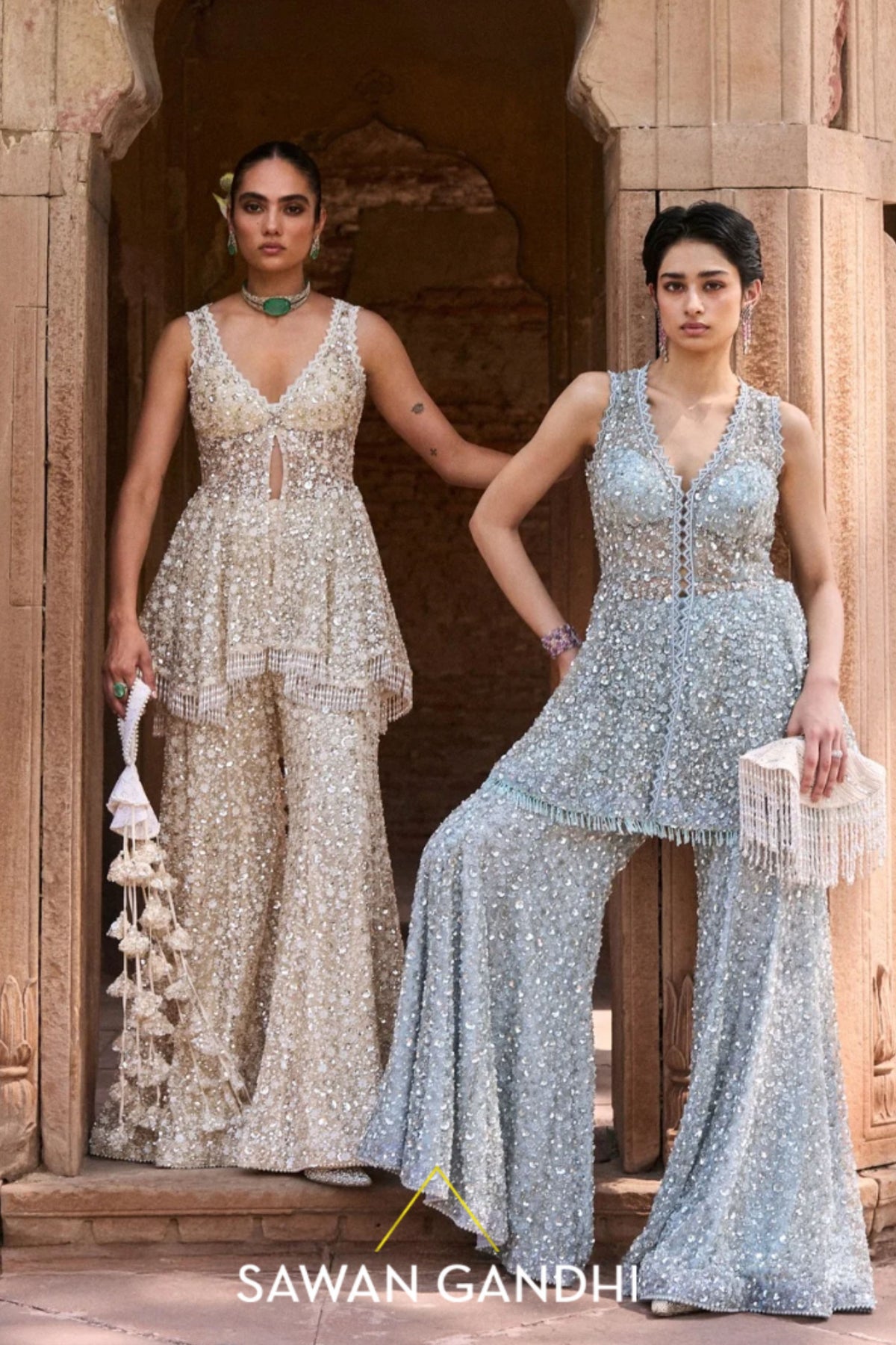 Ice Blue Peplum Set