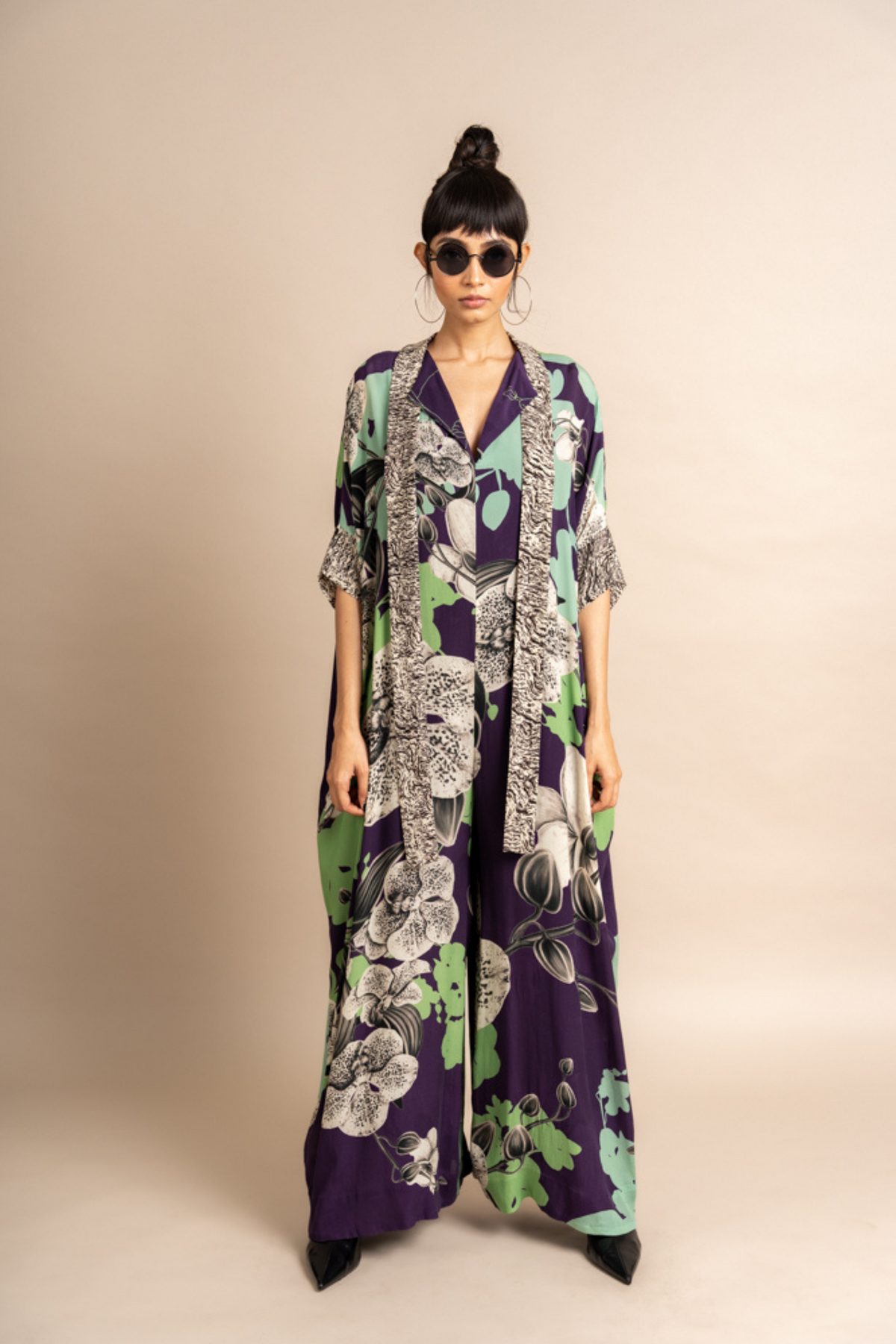 Aubergine Print Kaftan Jumpsuit