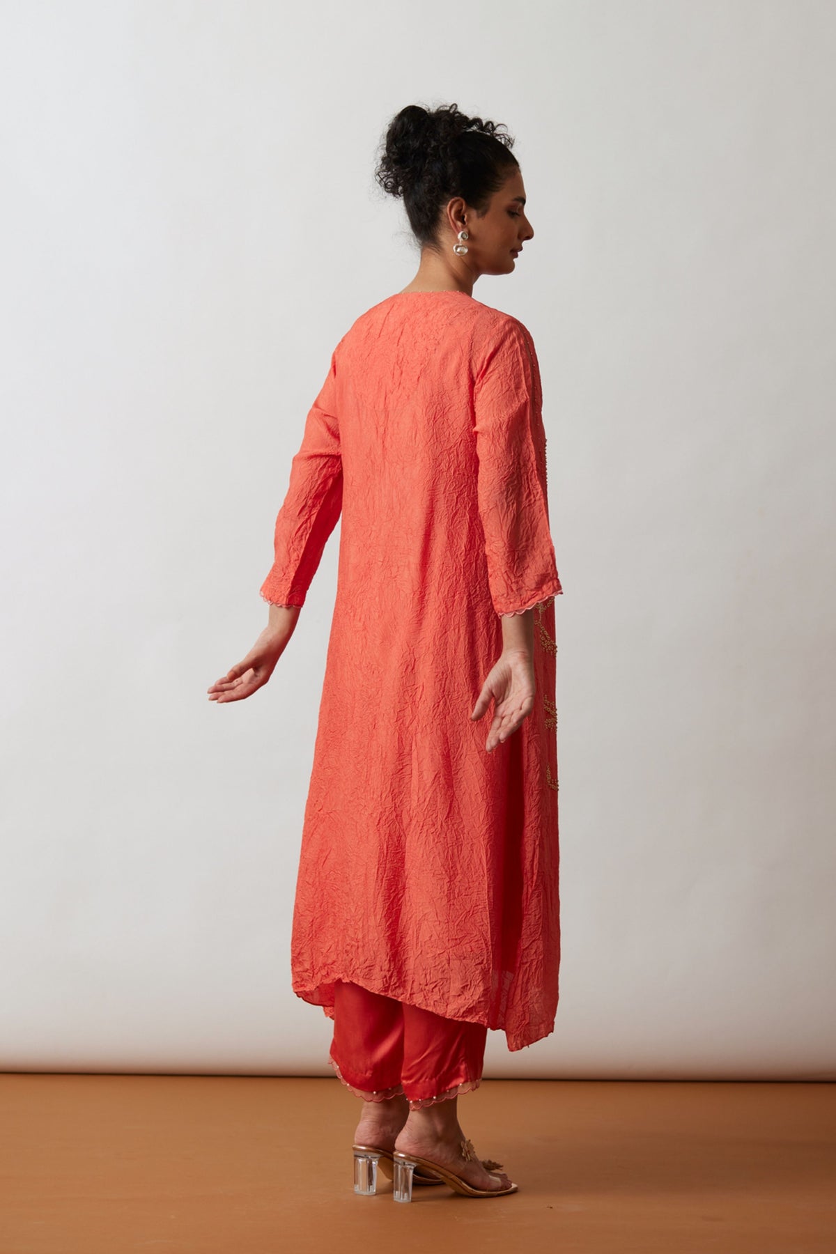 Coral Ombre Silk Kurta Set