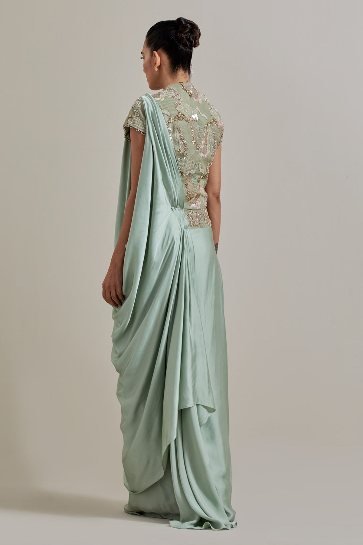 Sage Drape Saree Set