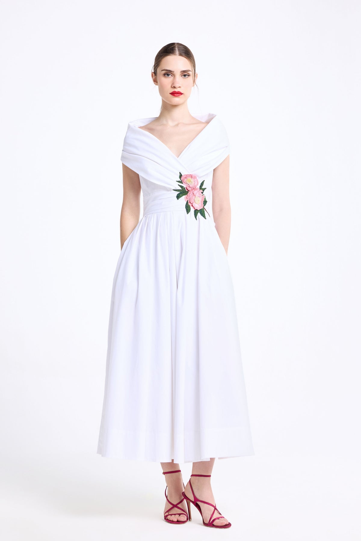 Fixed Waistband Midi Dress