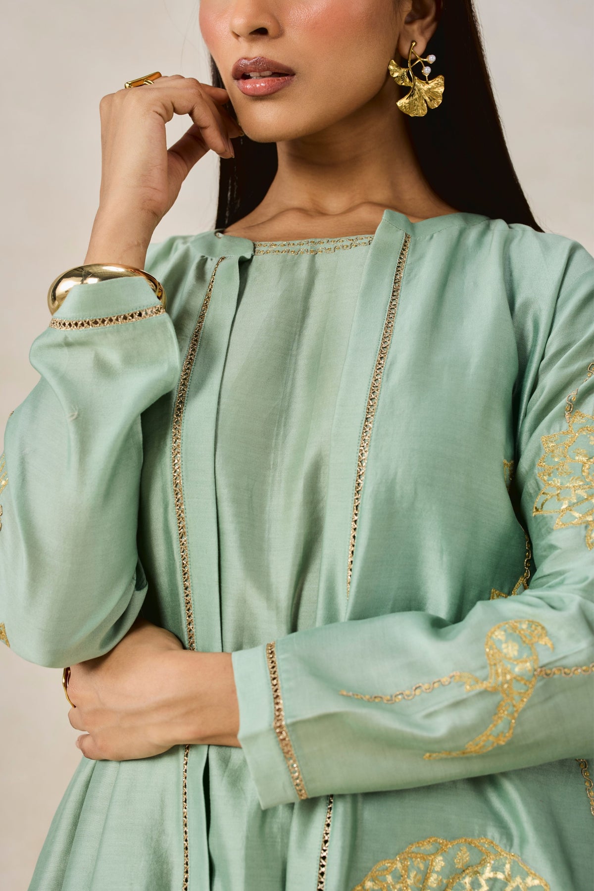 Green Jacket Kurta Set