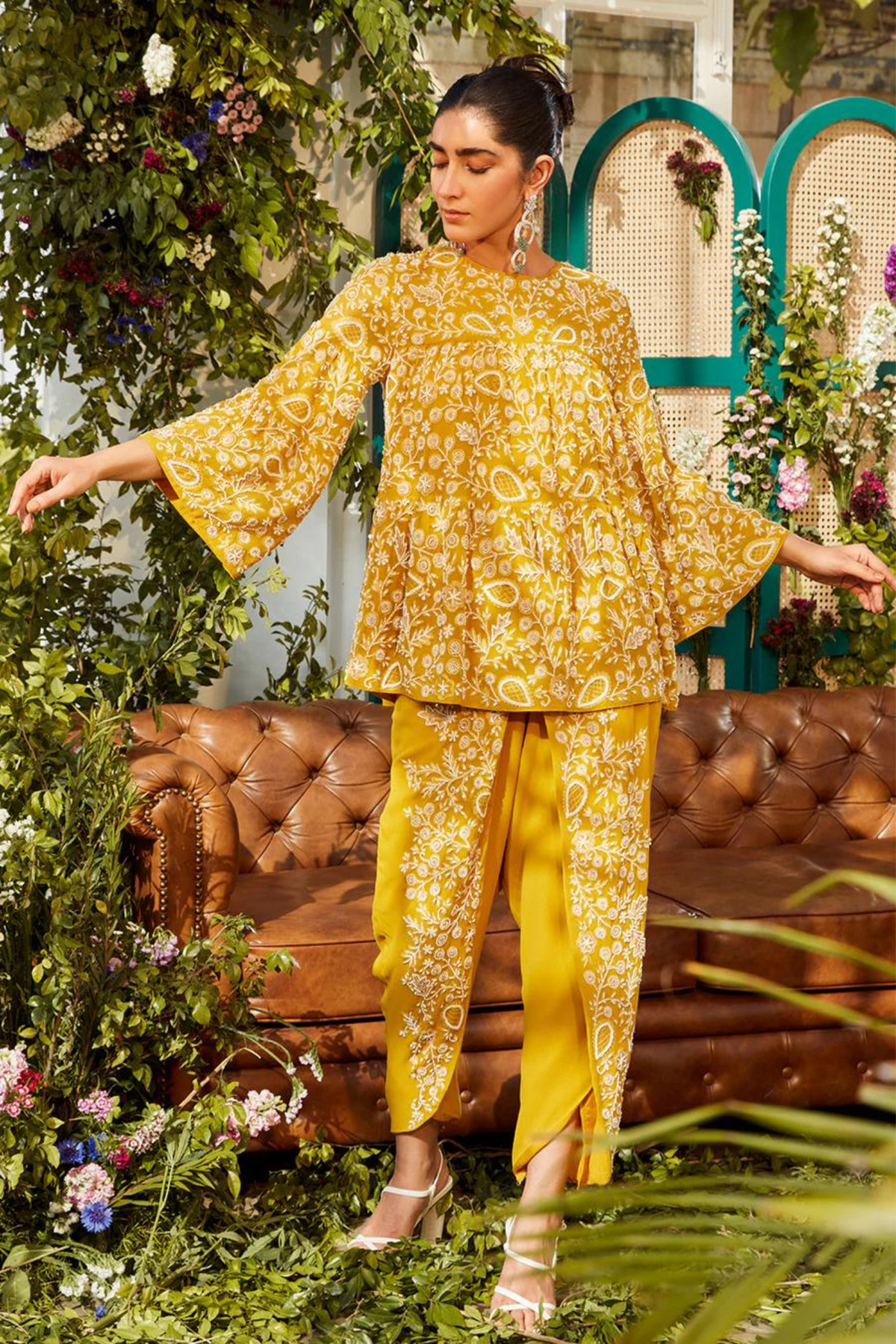 Mustard dhoti set