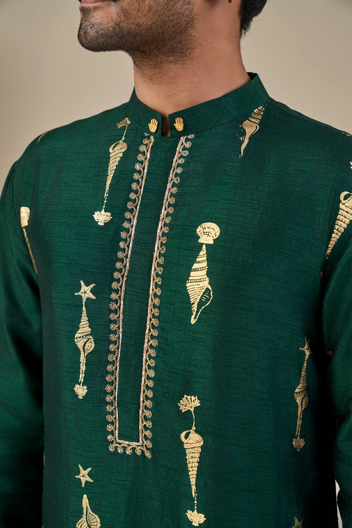Bottle Green Kochi Conch Kurta