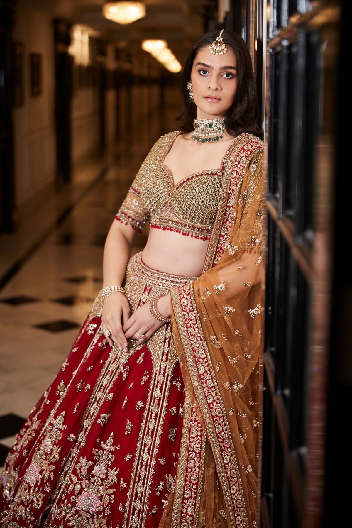 Noura Red Lehenga Set