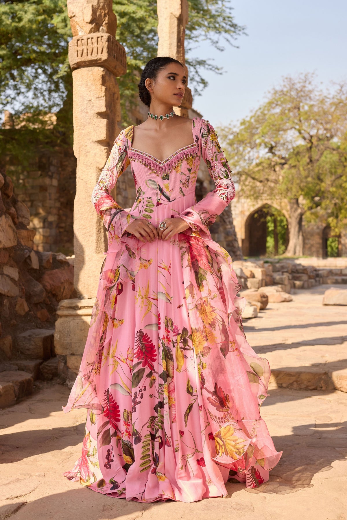 Carnation Anarkali Set