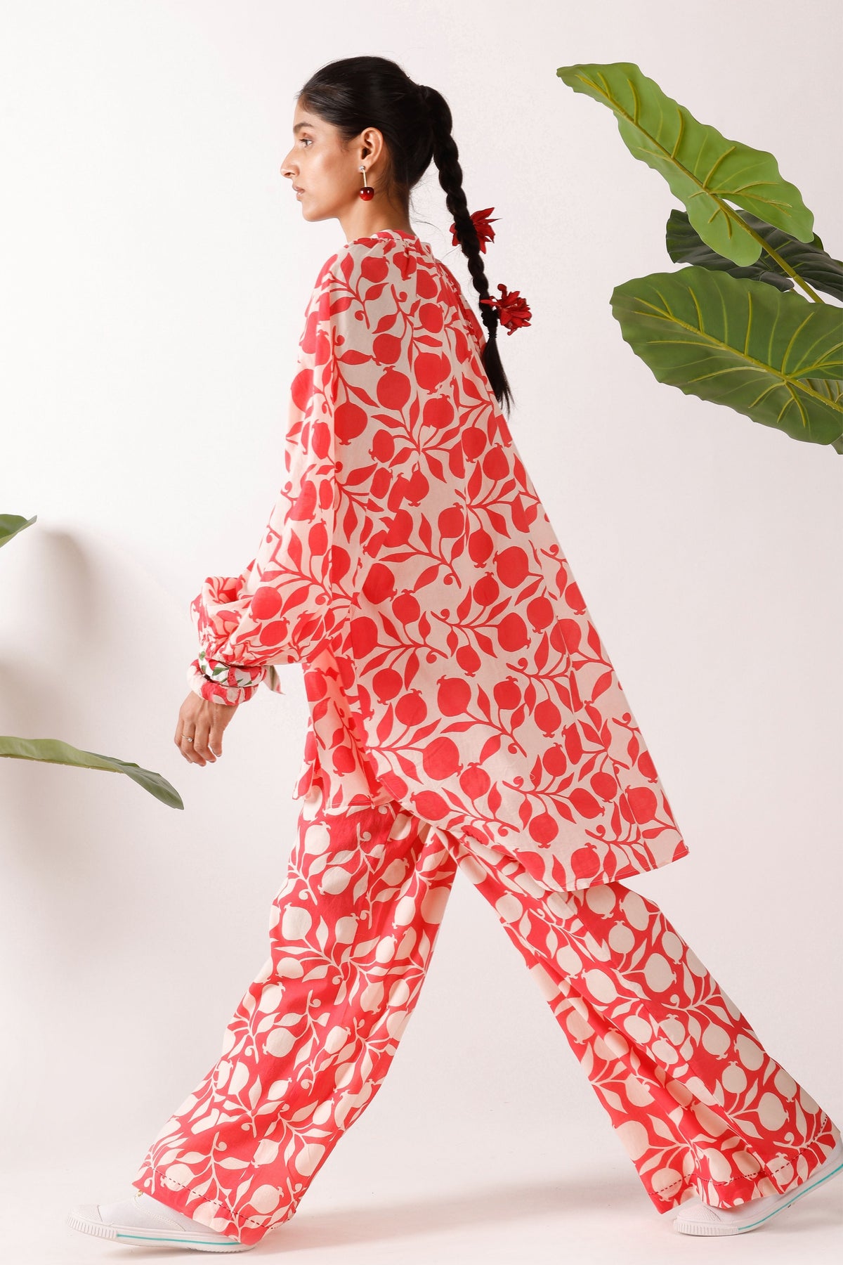 Coral Pomegranate Print Co-ord Set