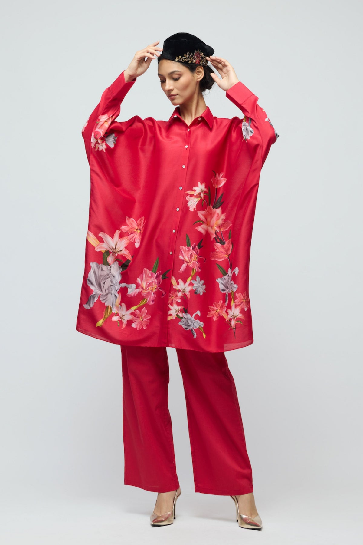 Floral Printed Chanderi Tunic