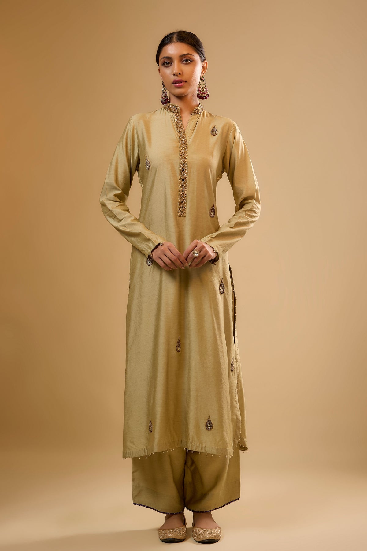 Light Green Applique Kurta Set