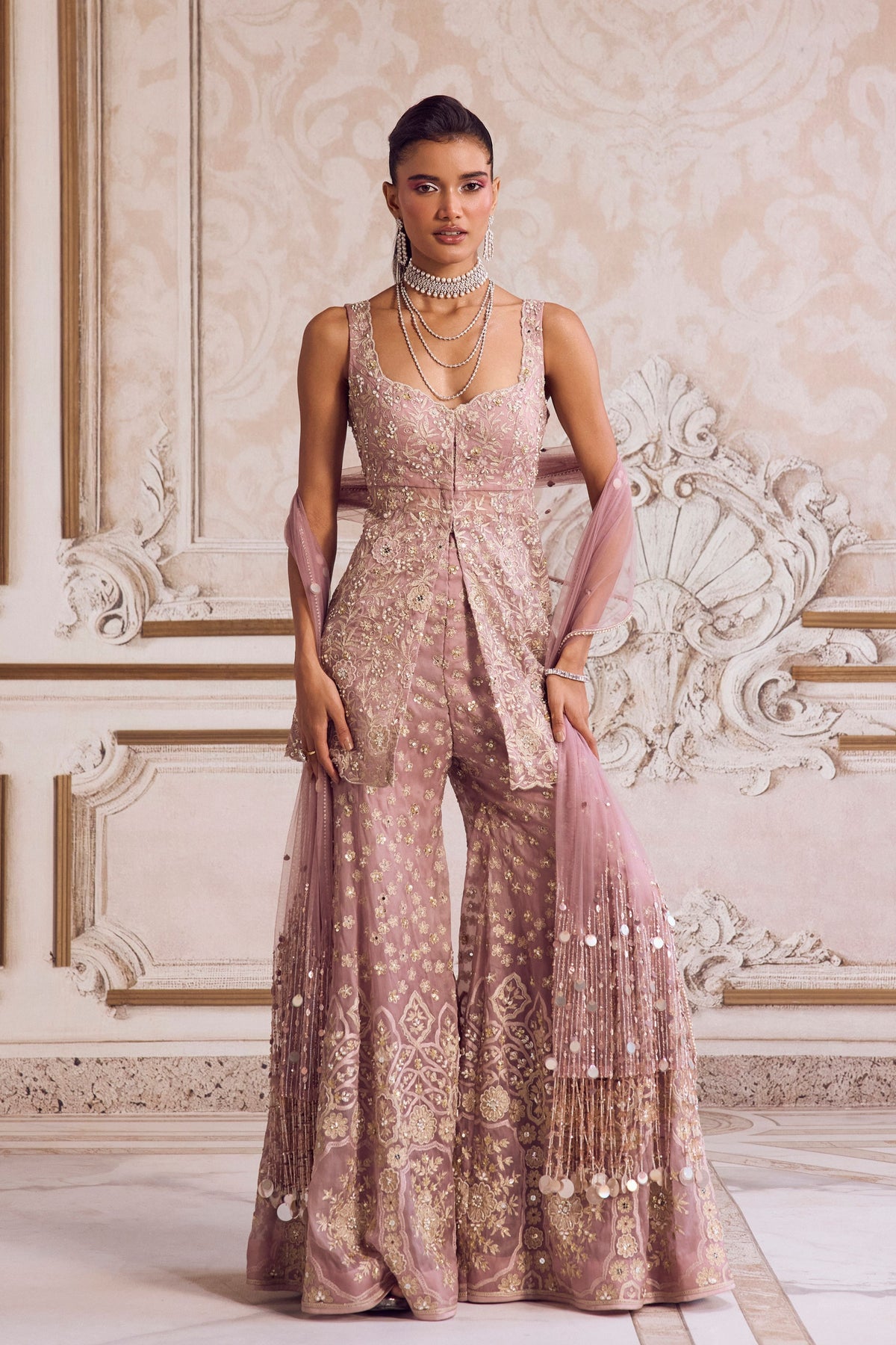 Champagne Rose Peplum Set