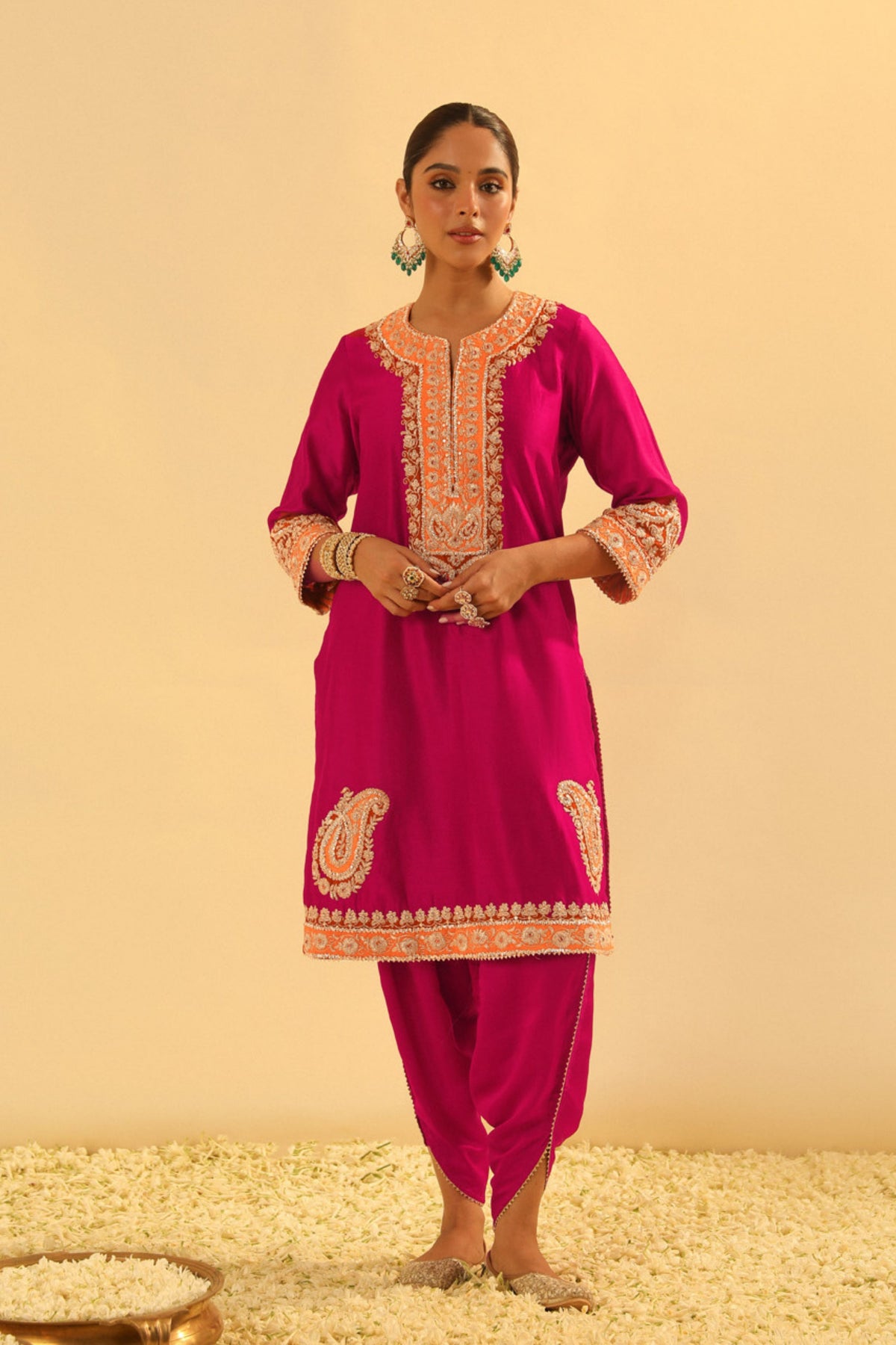 Anjum Short Pink Kurta With Dhoti