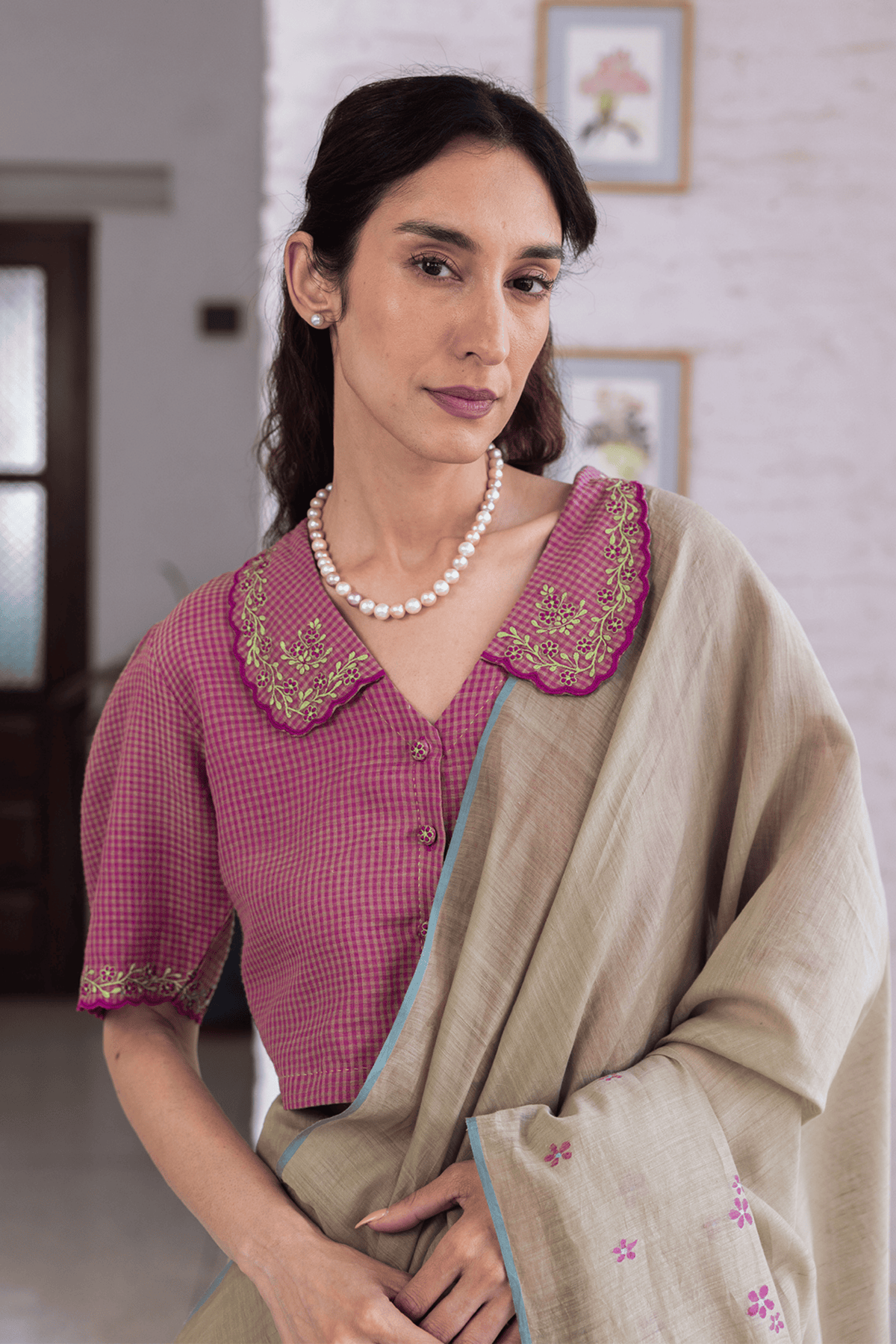 Earthen Bloom Jamdani Saree