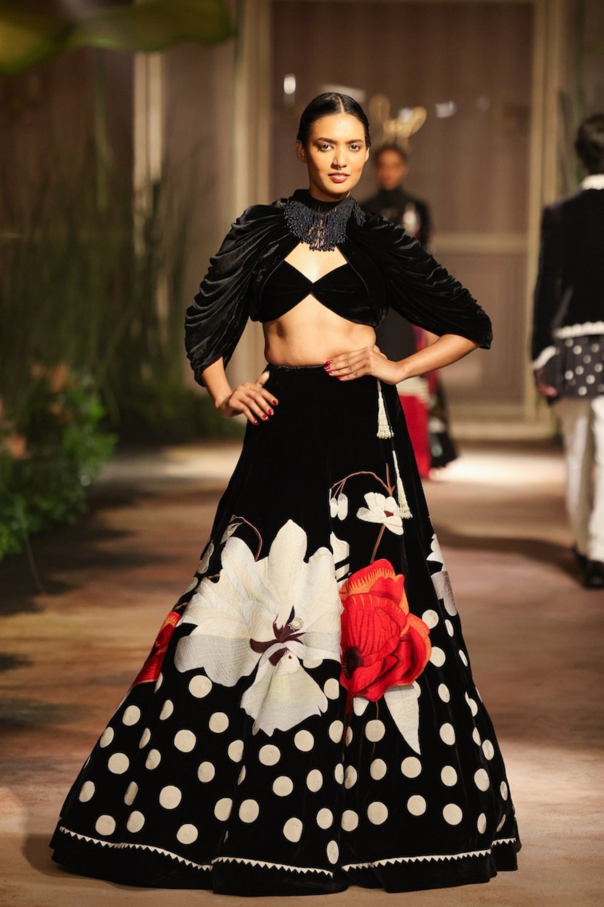 Velvet Embroidered Lehenga