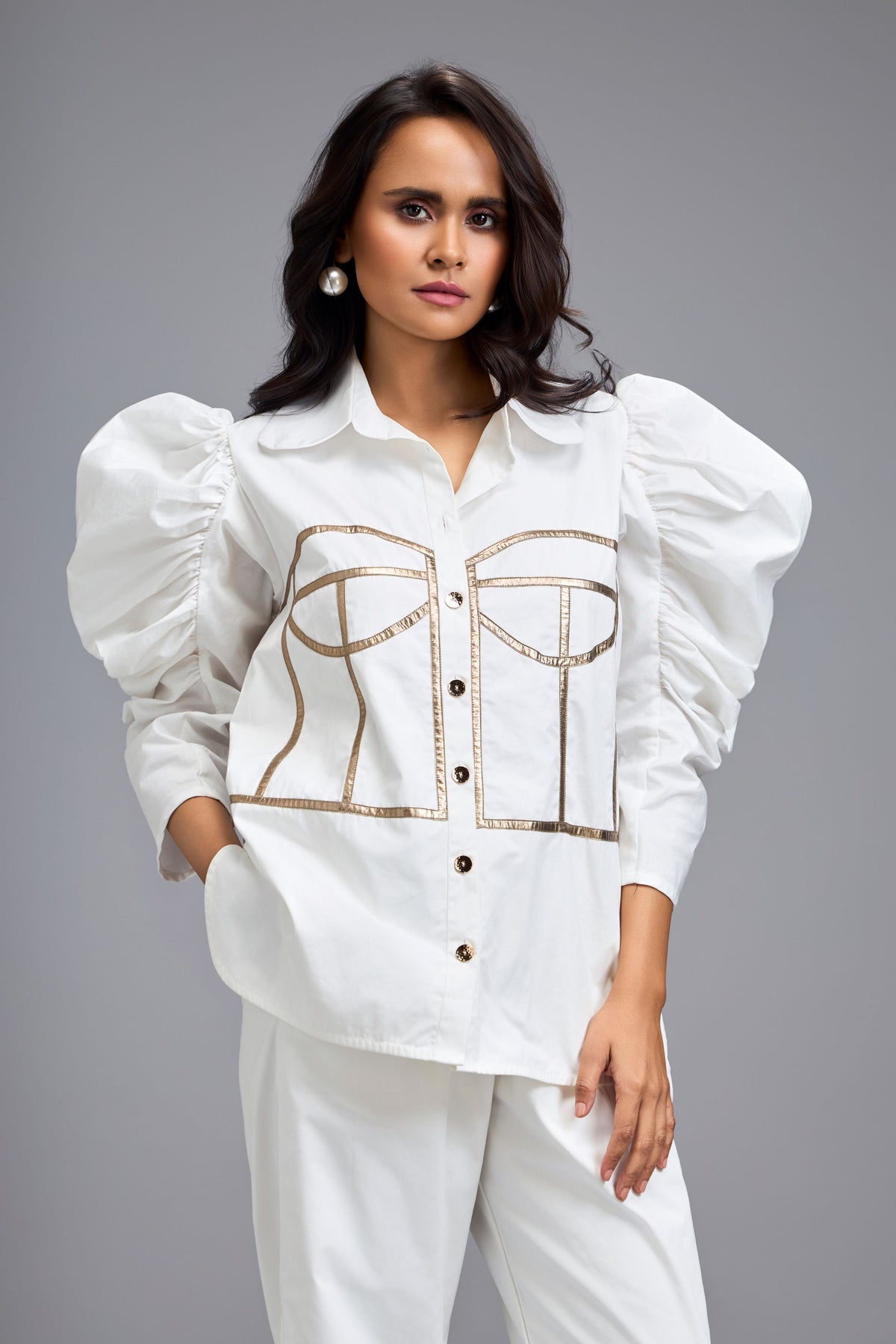 Eclipse Puff Sleeves White Shirt