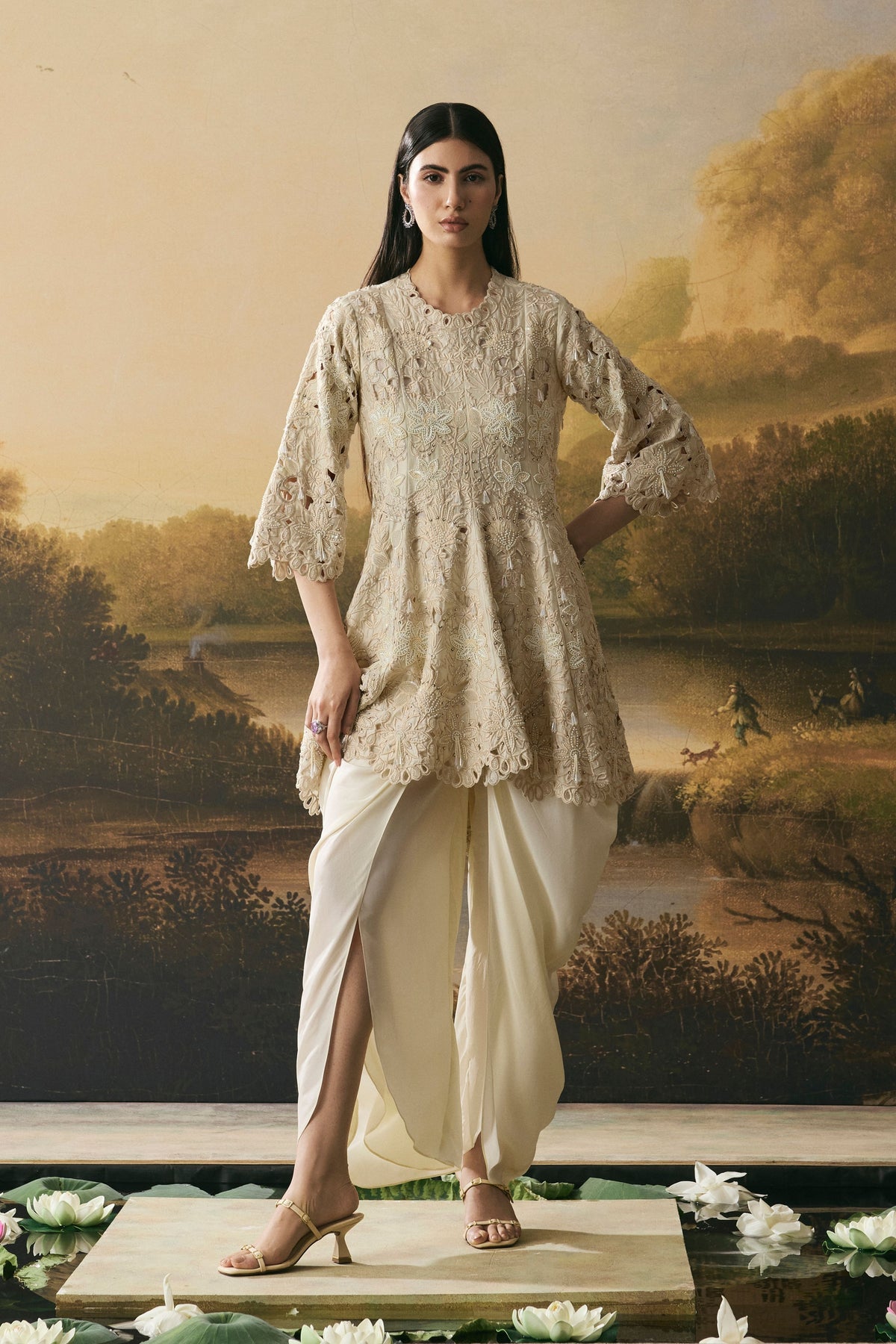 Ivory Cut work Kurta Set
