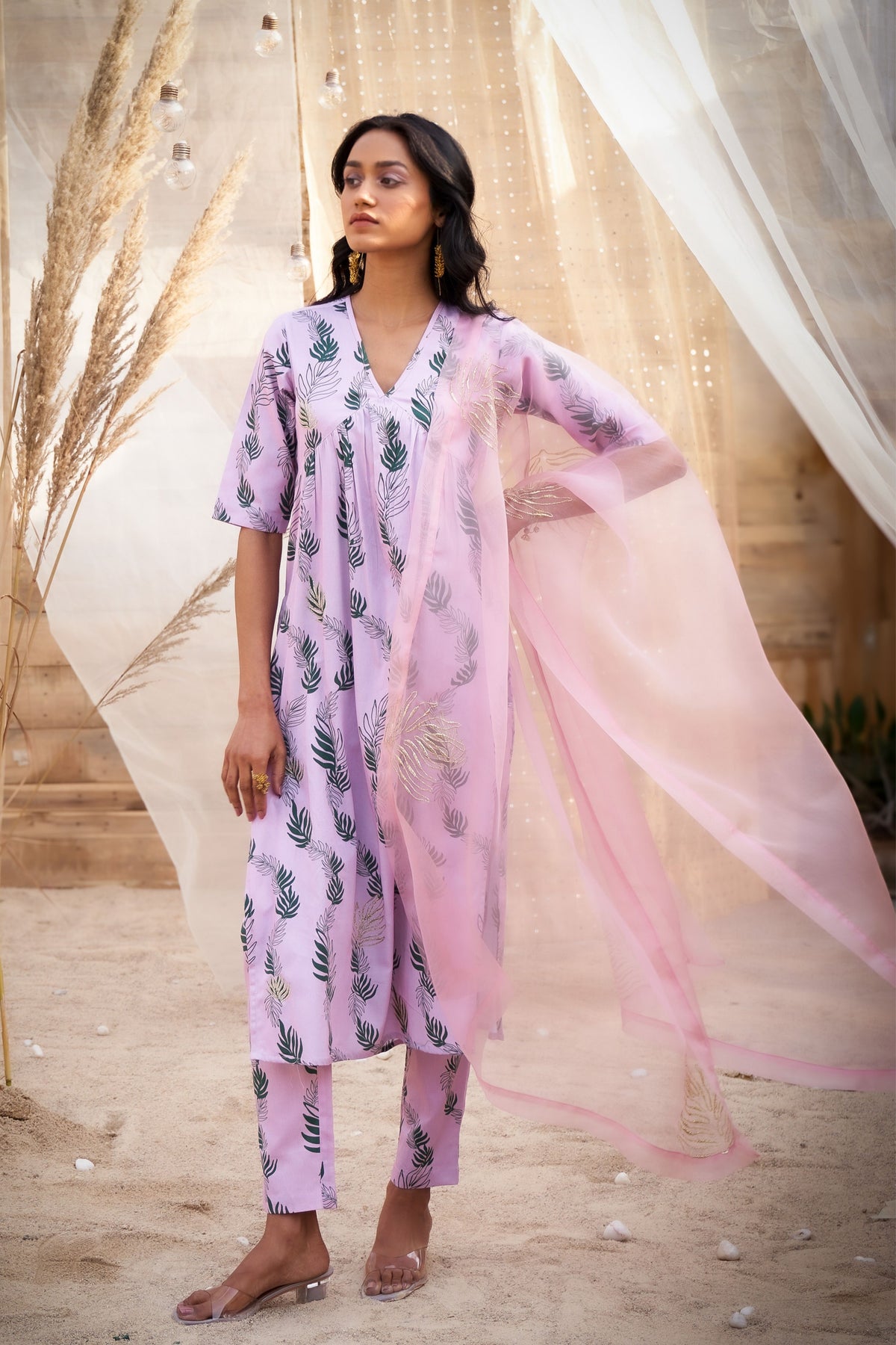Reveria Printed Gathered Kurta Set