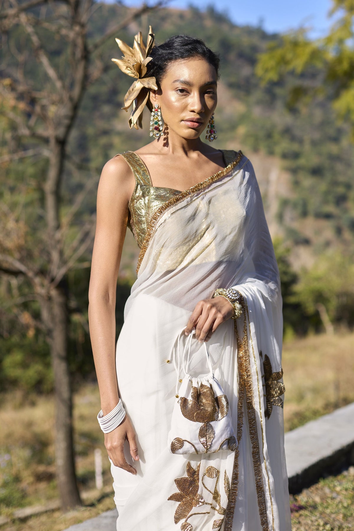 Tulip Ivory Saree Set