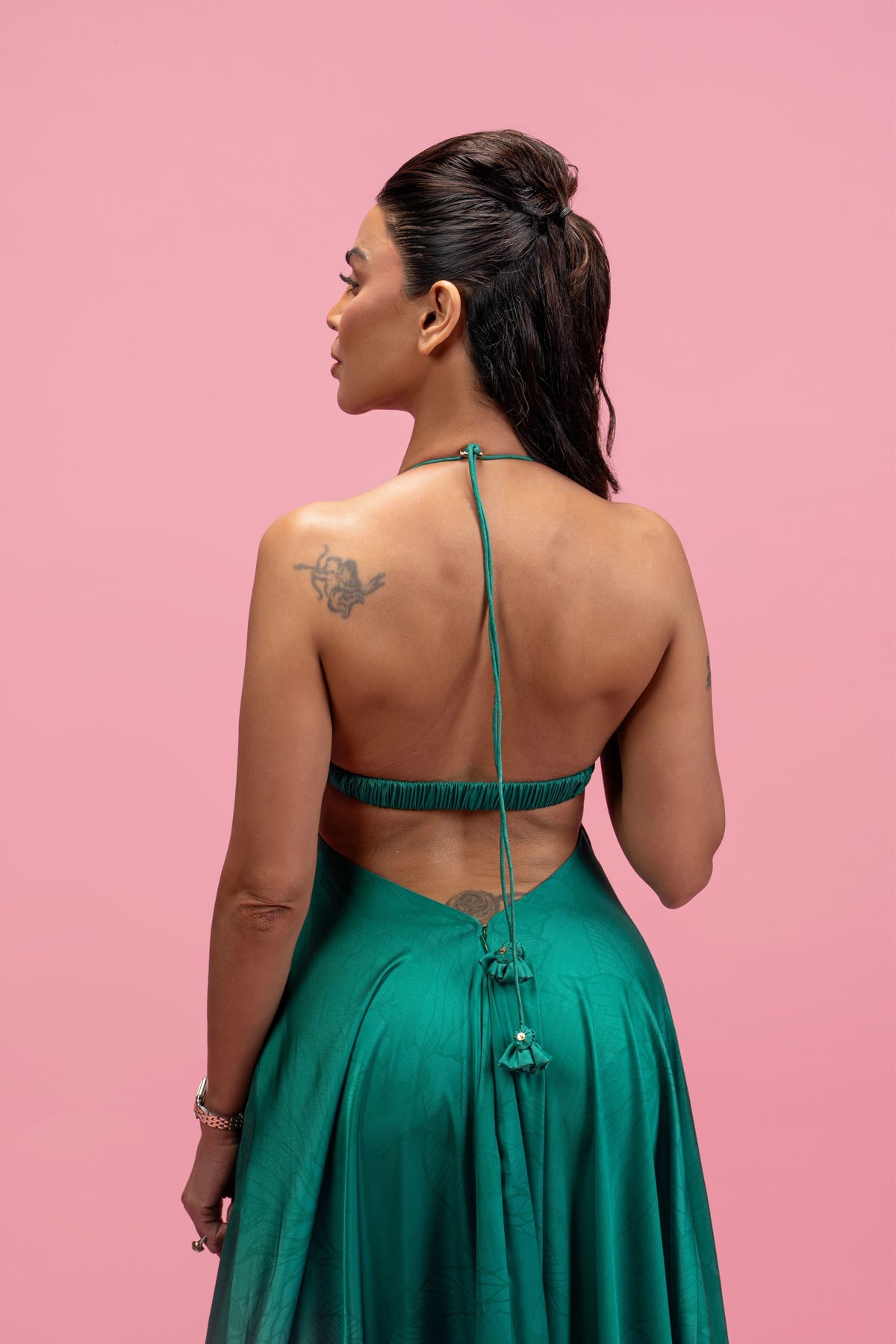 Backless Draped Maxi Dress