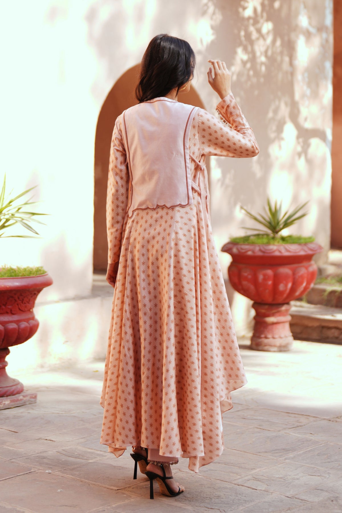 Powder Pink Chanderi Kurta Set