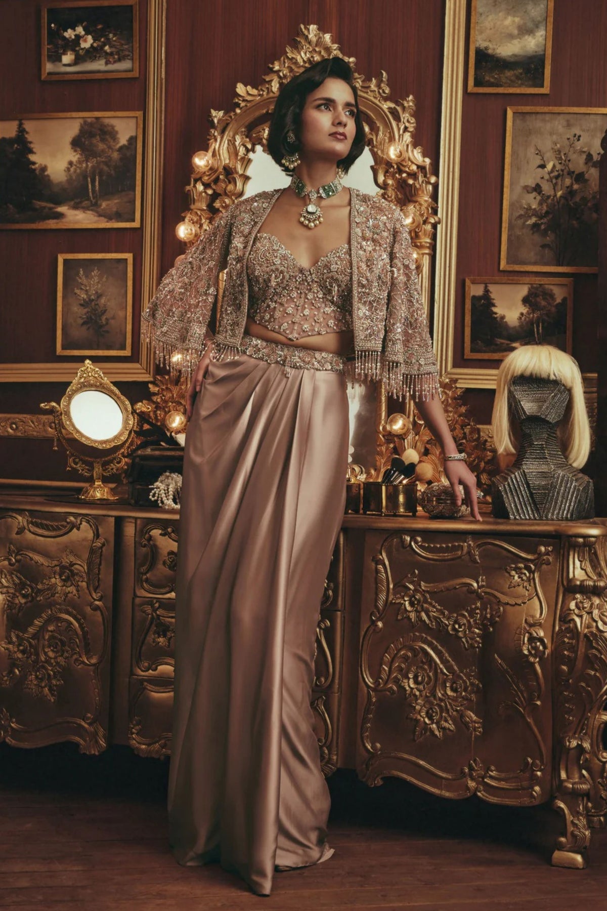 Dorothy Taupe Cape Set