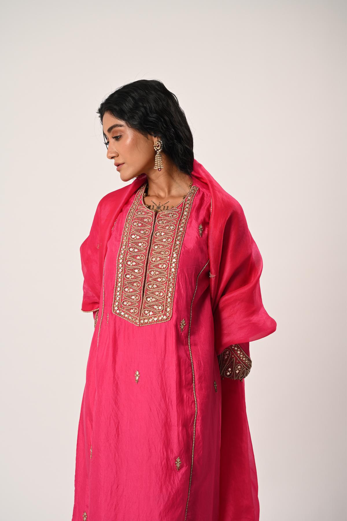 Pink Princess Cut Kurta Set