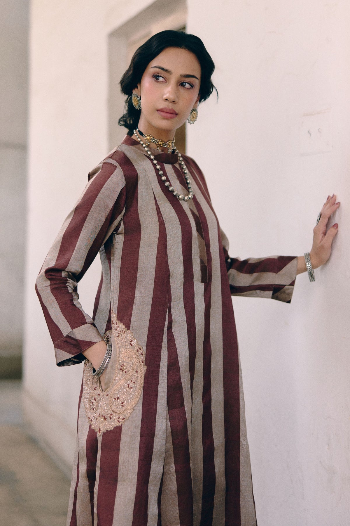 Paisley Striped Kurta Set