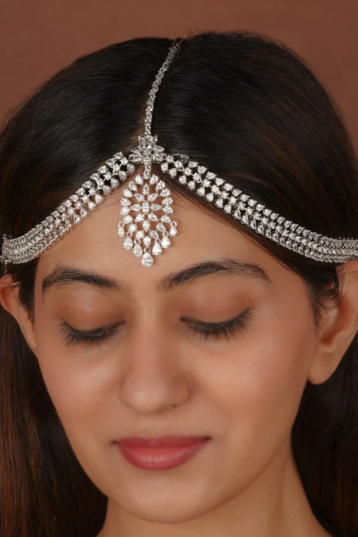 White Faux Diamond Mathapatti