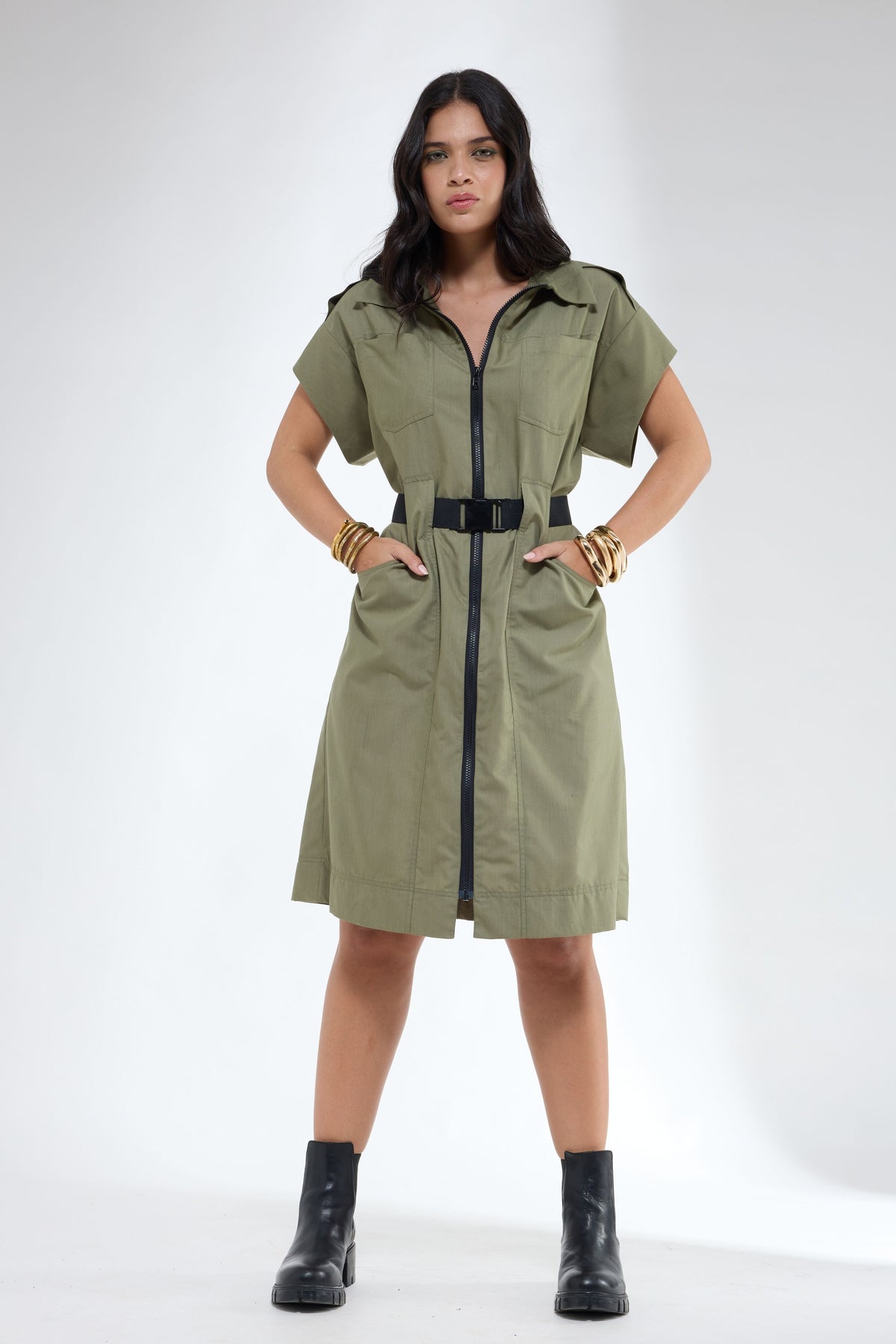 Anti Fit Olive Shirt Dress