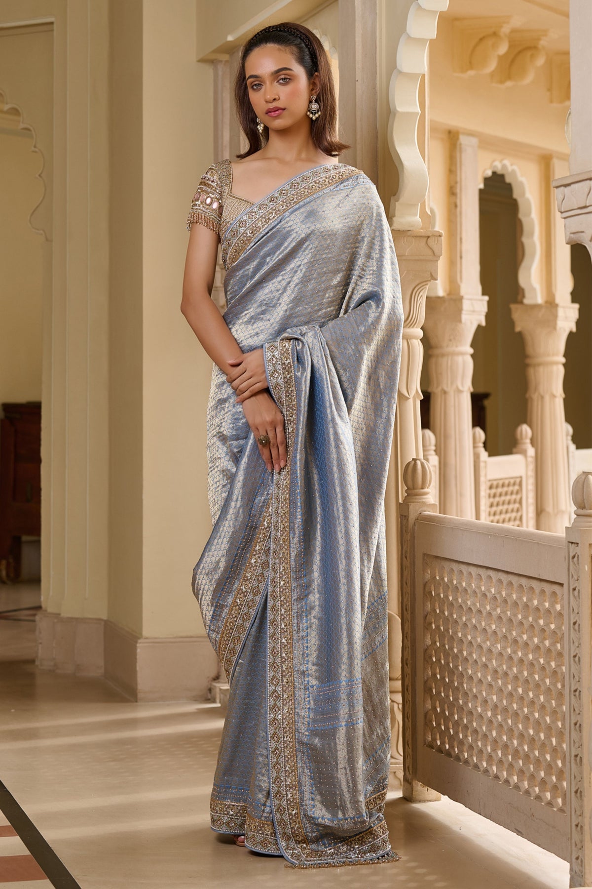 Crystal Kundan Embellished Banarasi Saree