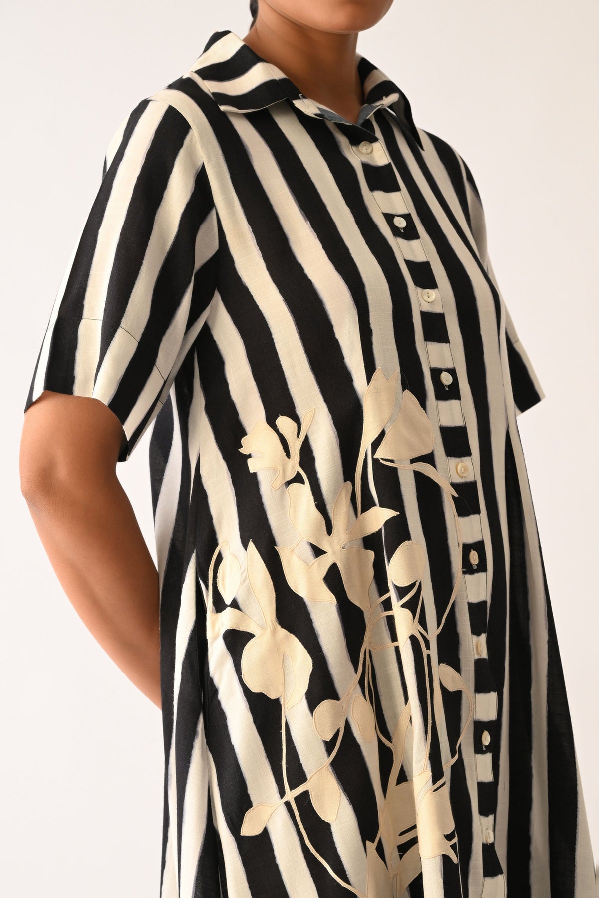 Revolt Full Placket Applique Dress
