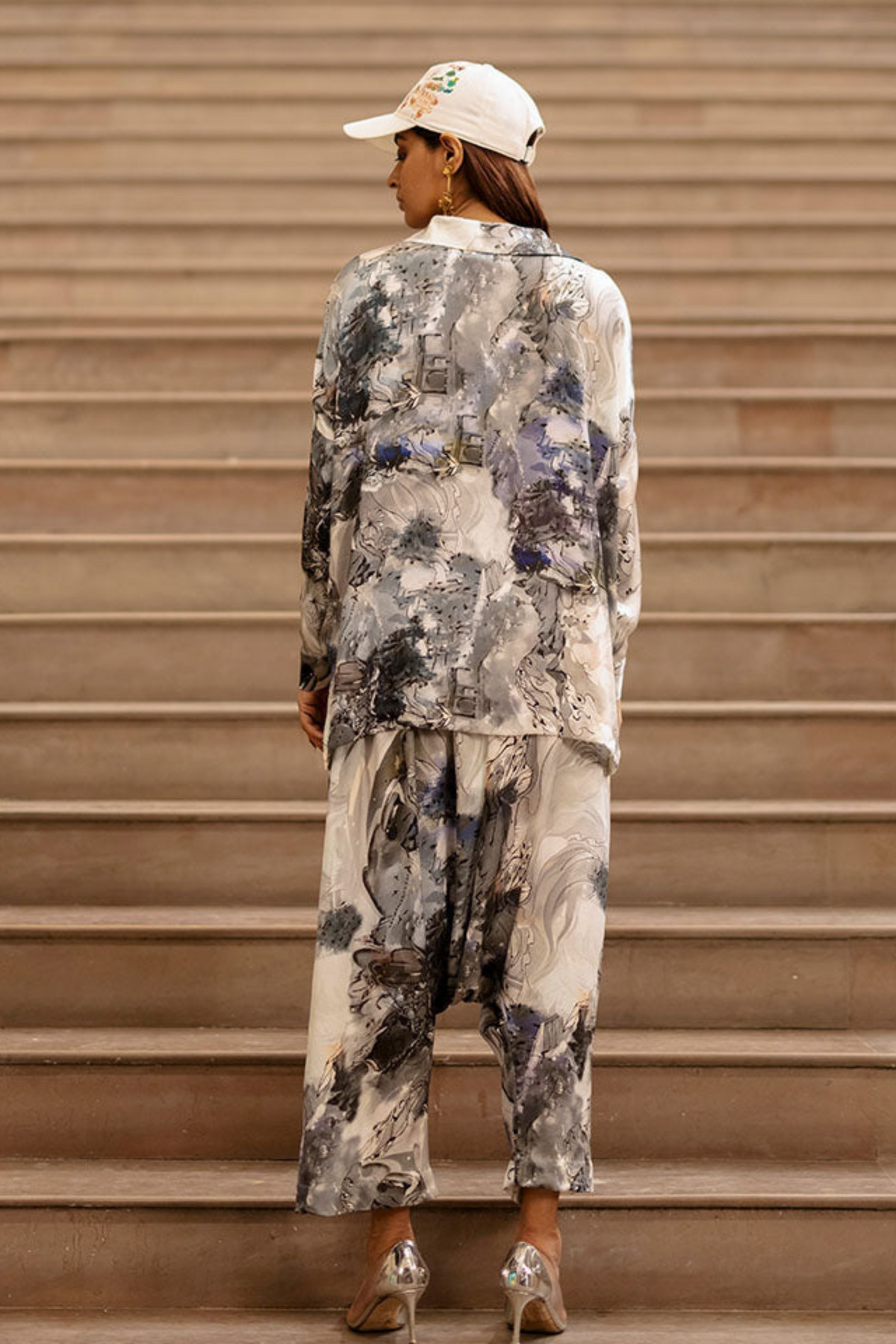 Ink Bleed Printed Shirt With Pants