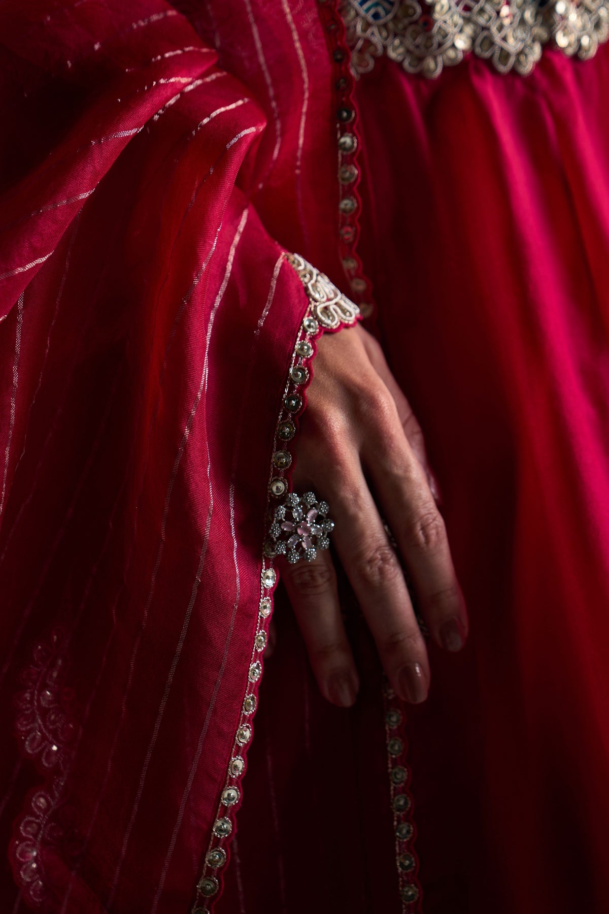 Cut Ruby Embroidered Lehenga Set