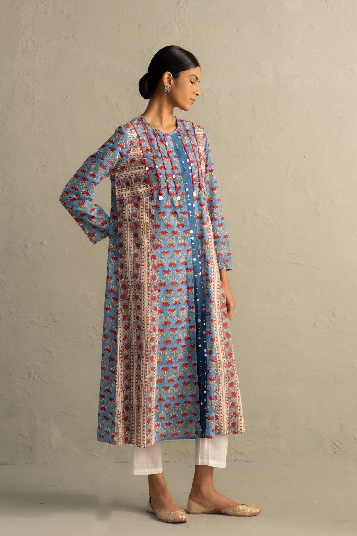 Blue Placket Kurta Set
