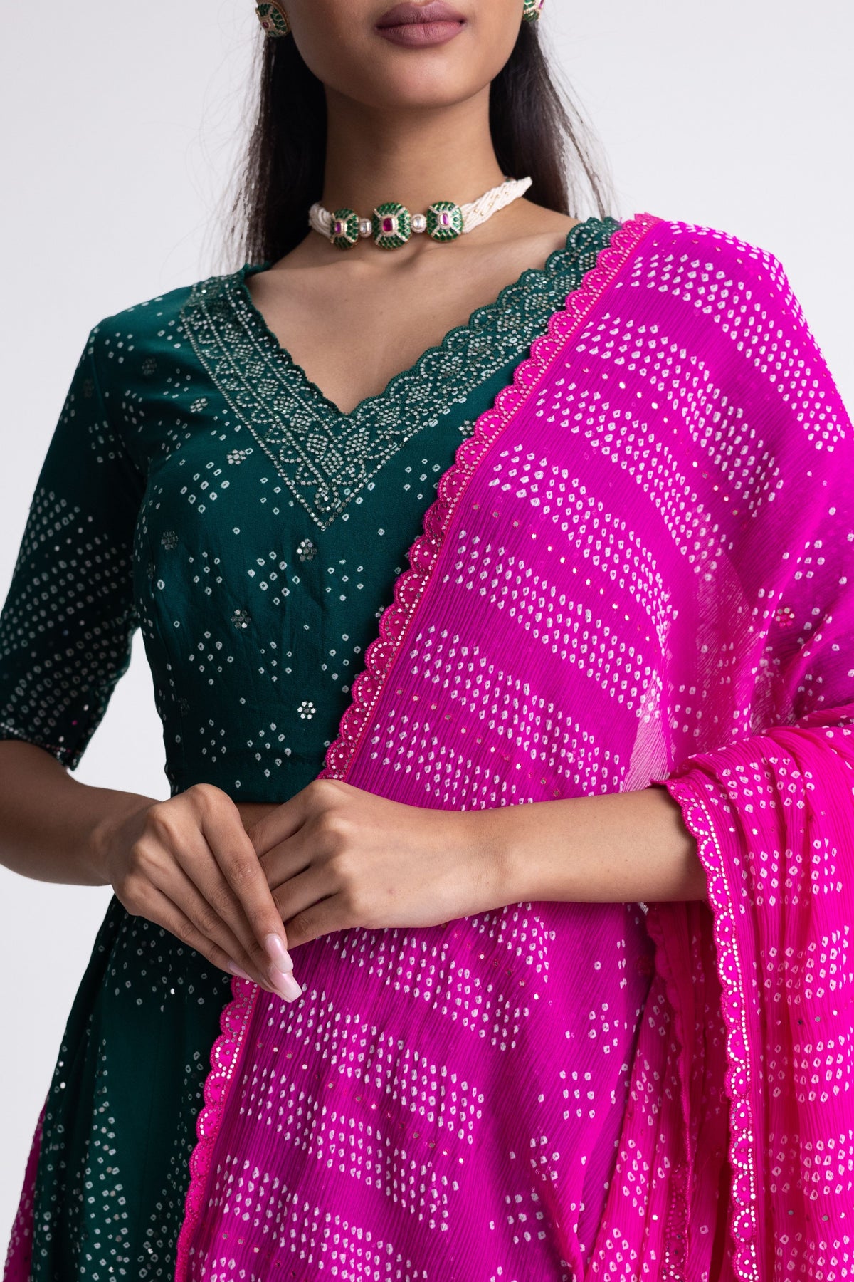 Bandhani Crepe Lehenga Set
