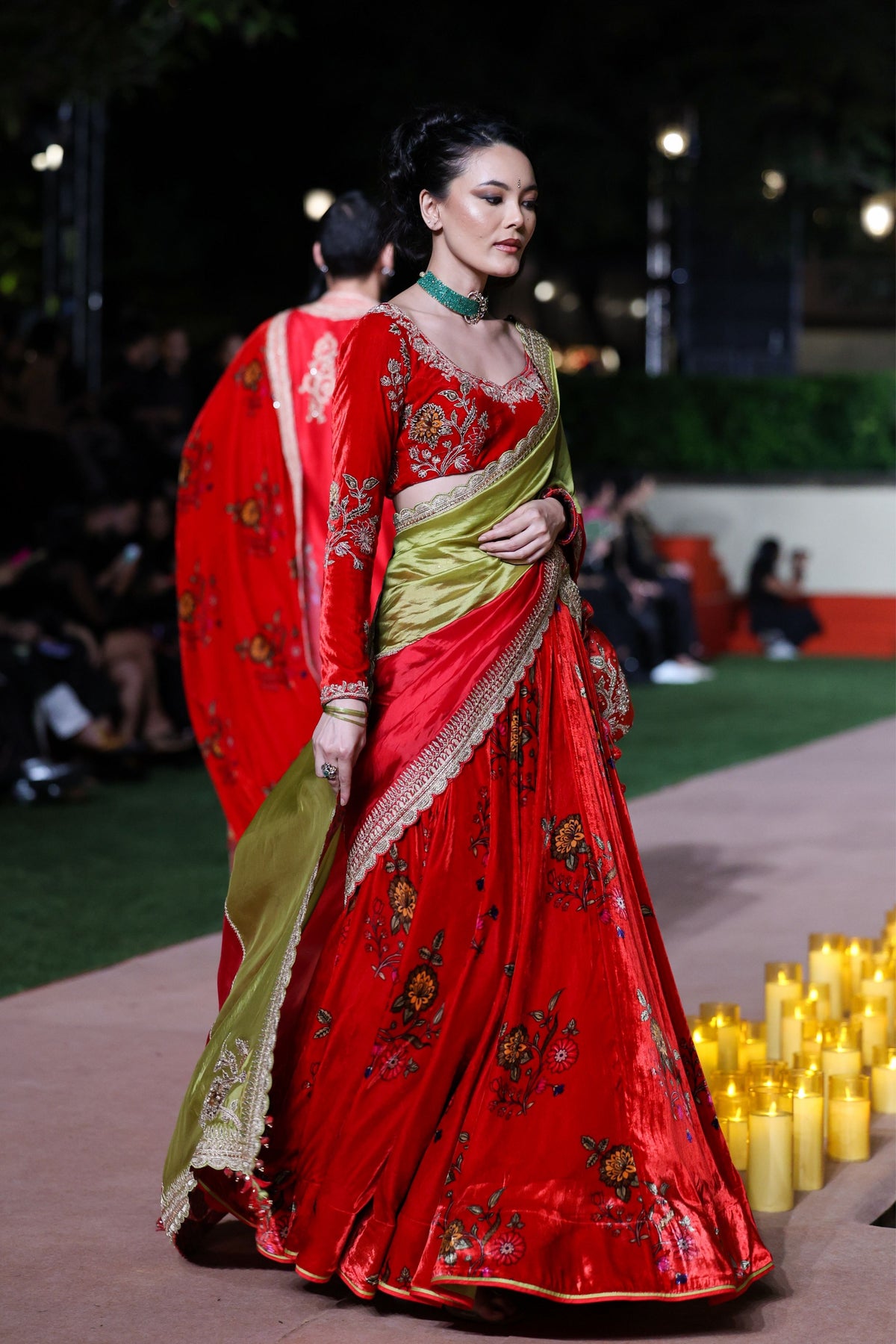 Surkh Laal Velvet Lehenga Set
