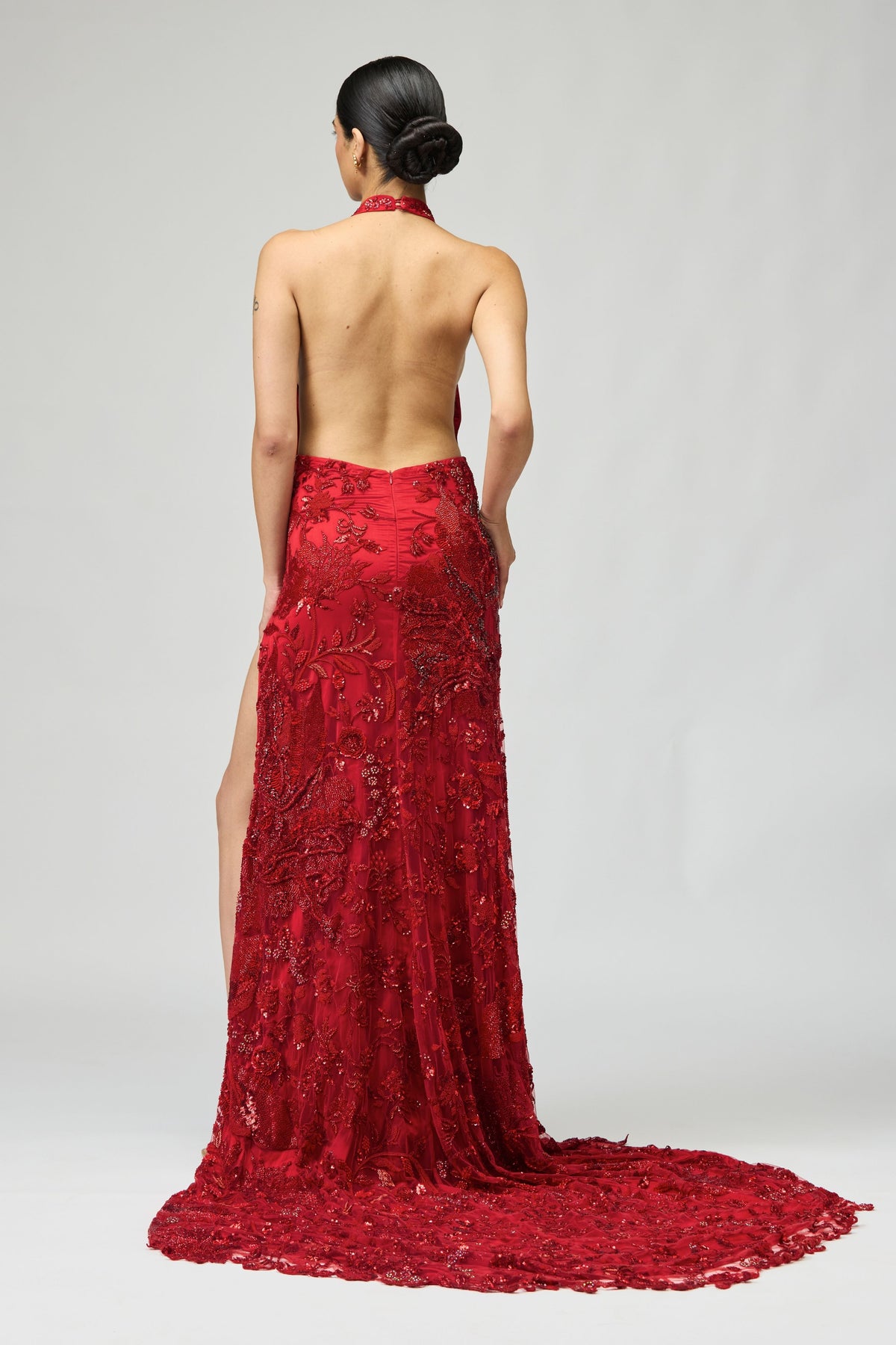 Red Embellished Gown